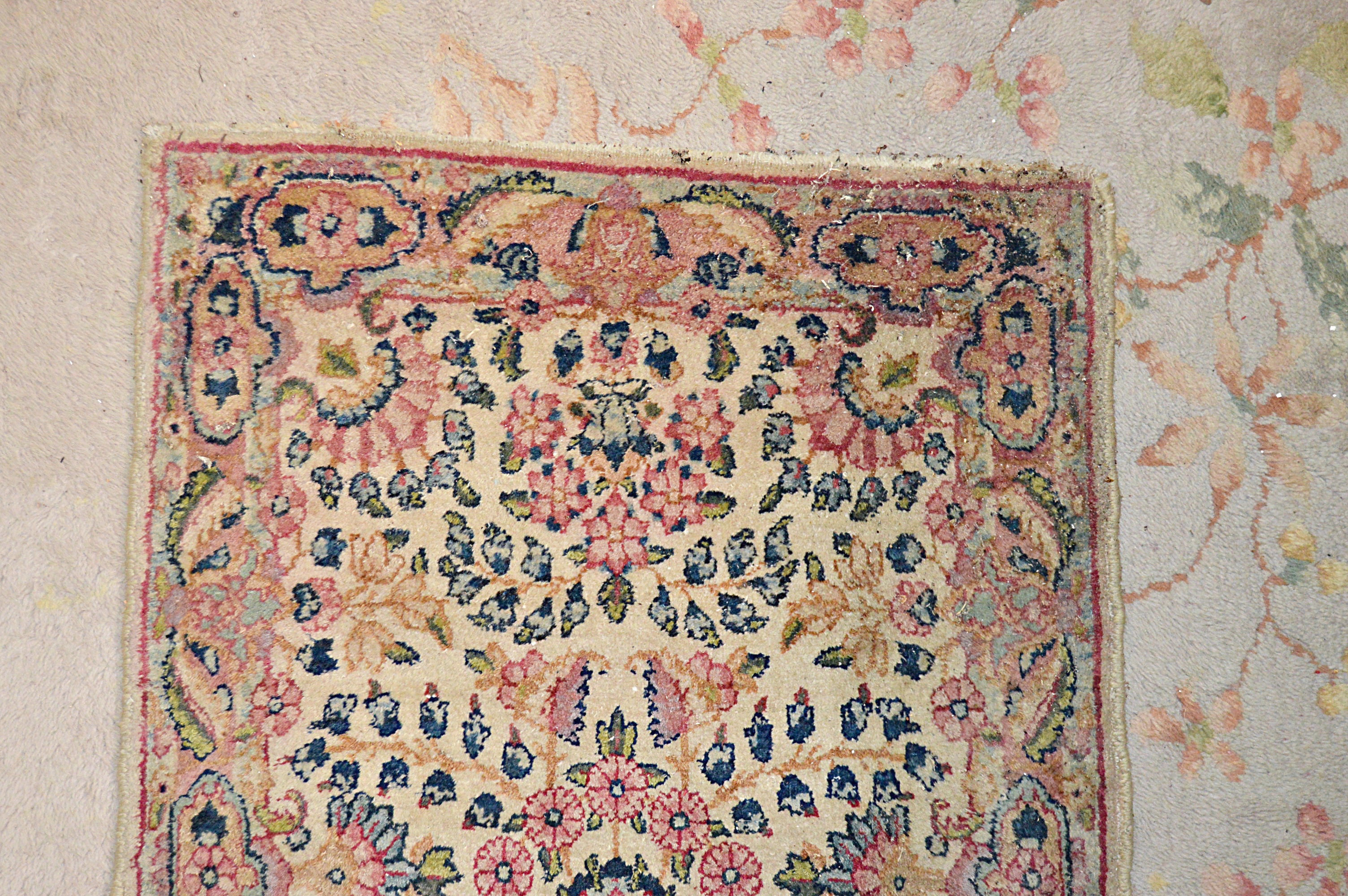 Semi-Antique Hand-Knotted Persian Kerman Accent Rug