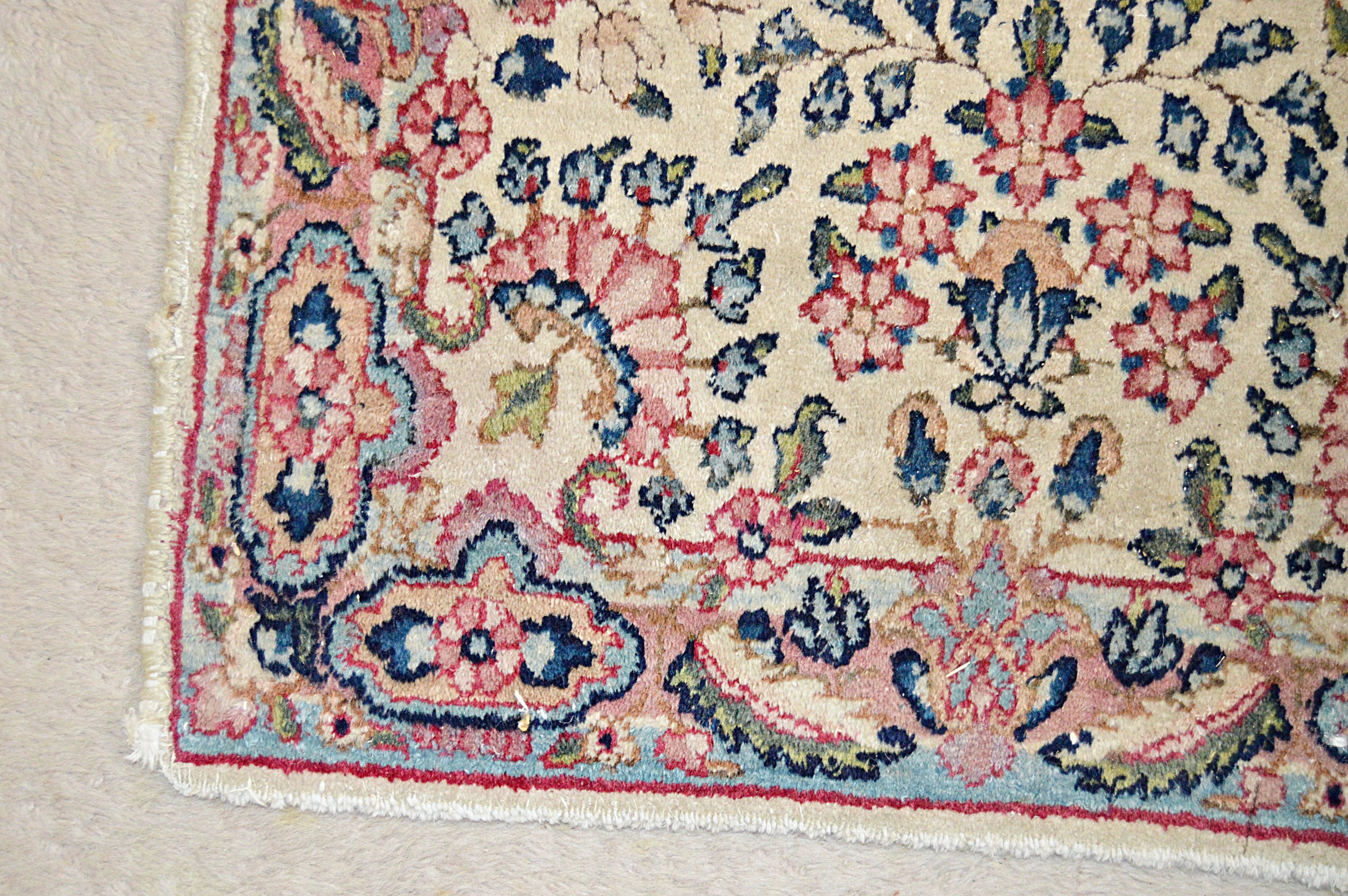Semi-Antique Hand-Knotted Persian Kerman Accent Rug