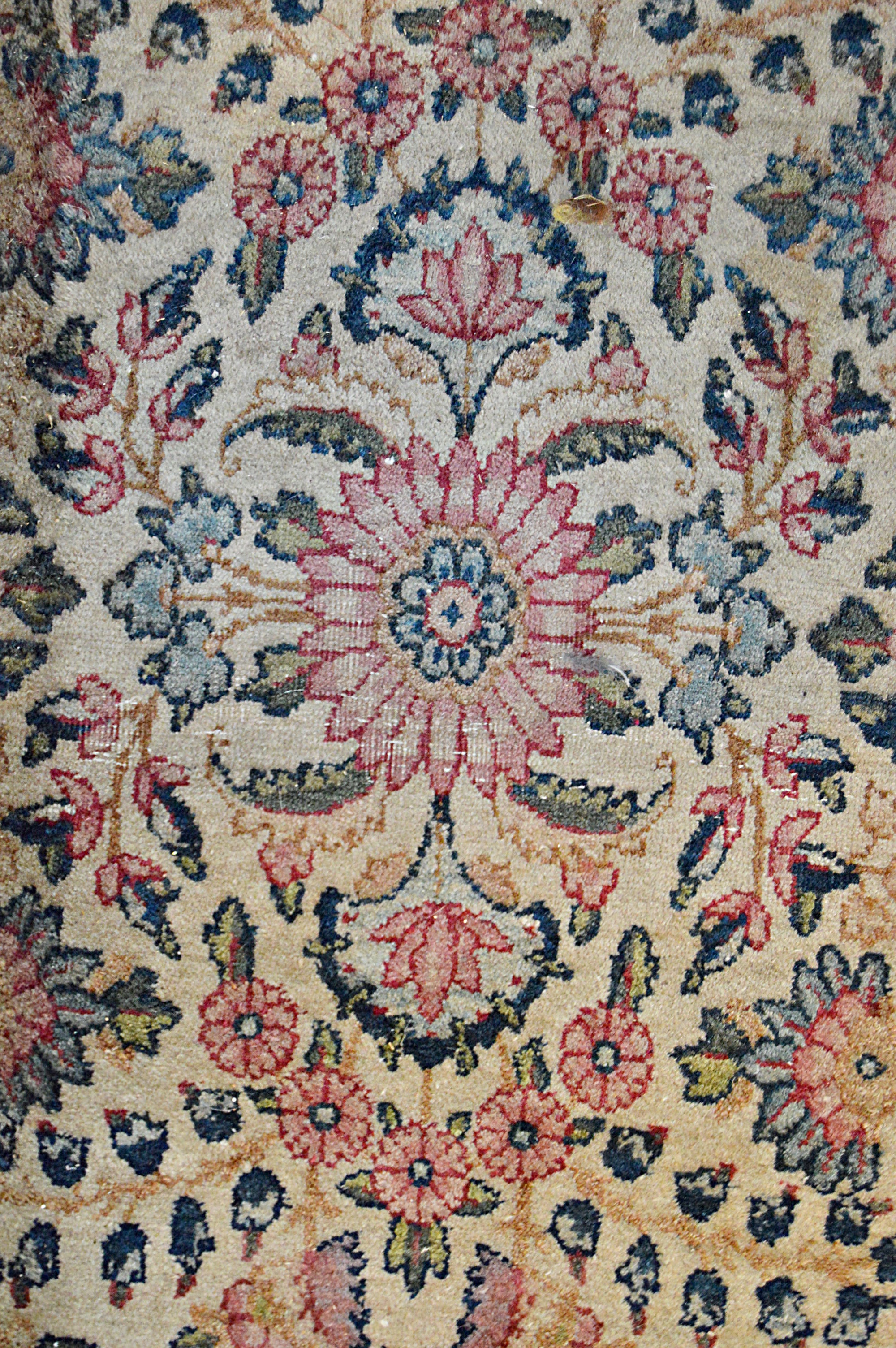 Semi-Antique Hand-Knotted Persian Kerman Accent Rug