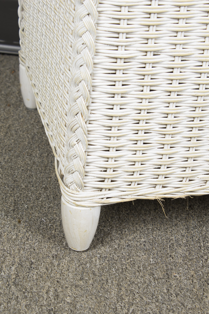 White Wicker Side Table