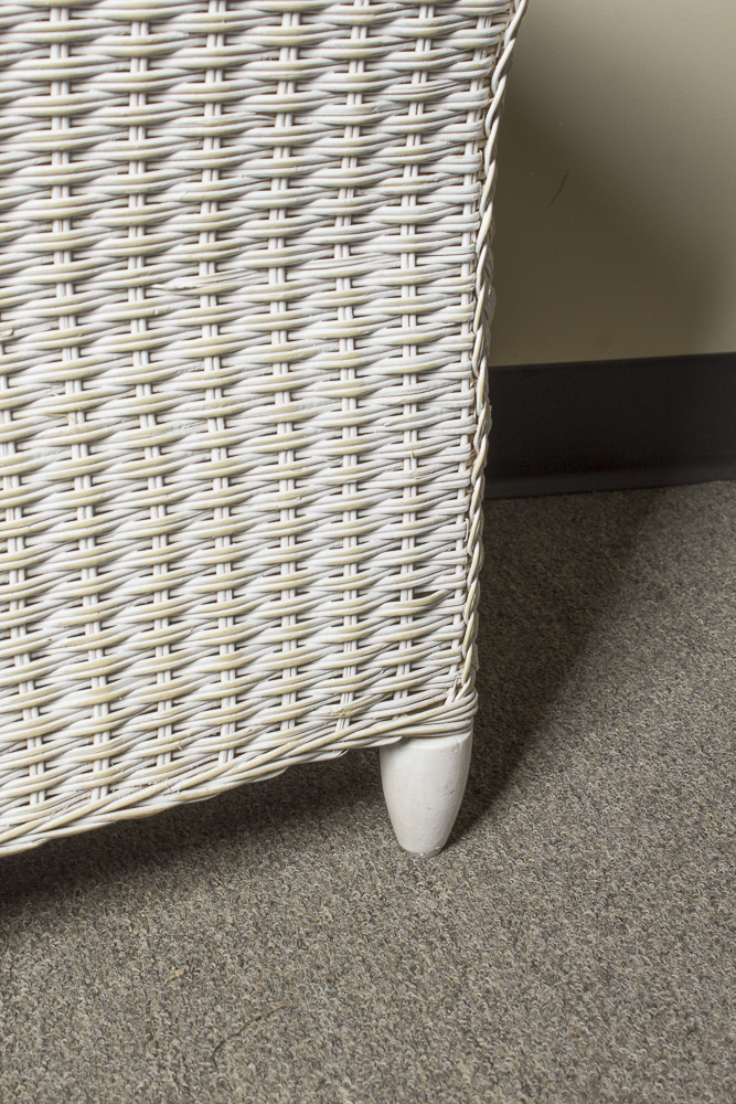 White Wicker Side Table