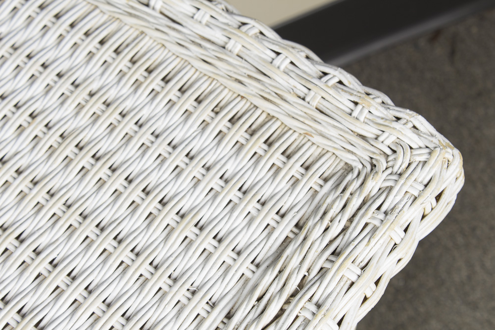 White Wicker Side Table