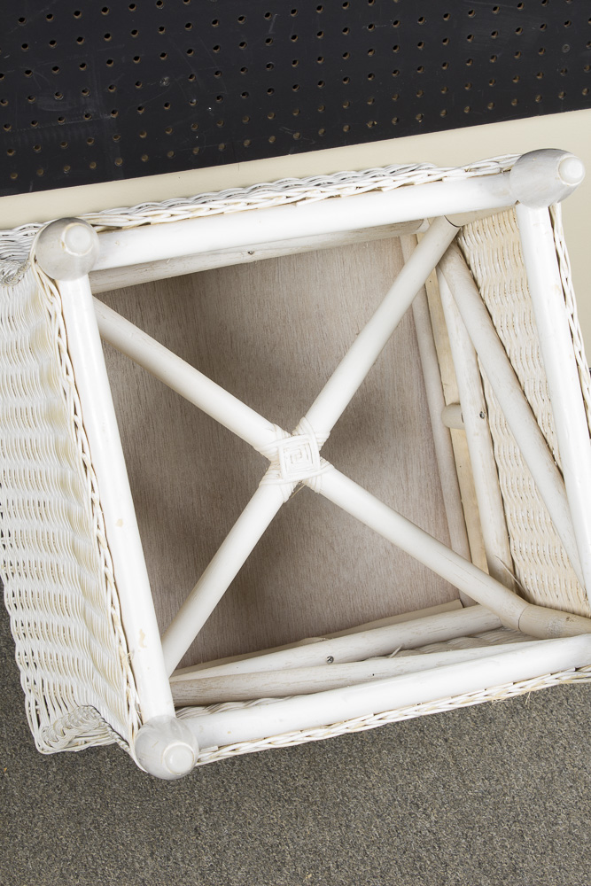 White Wicker Side Table