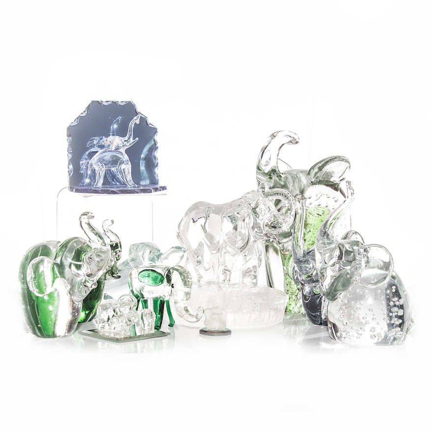 Art Glass Elephant Figurines