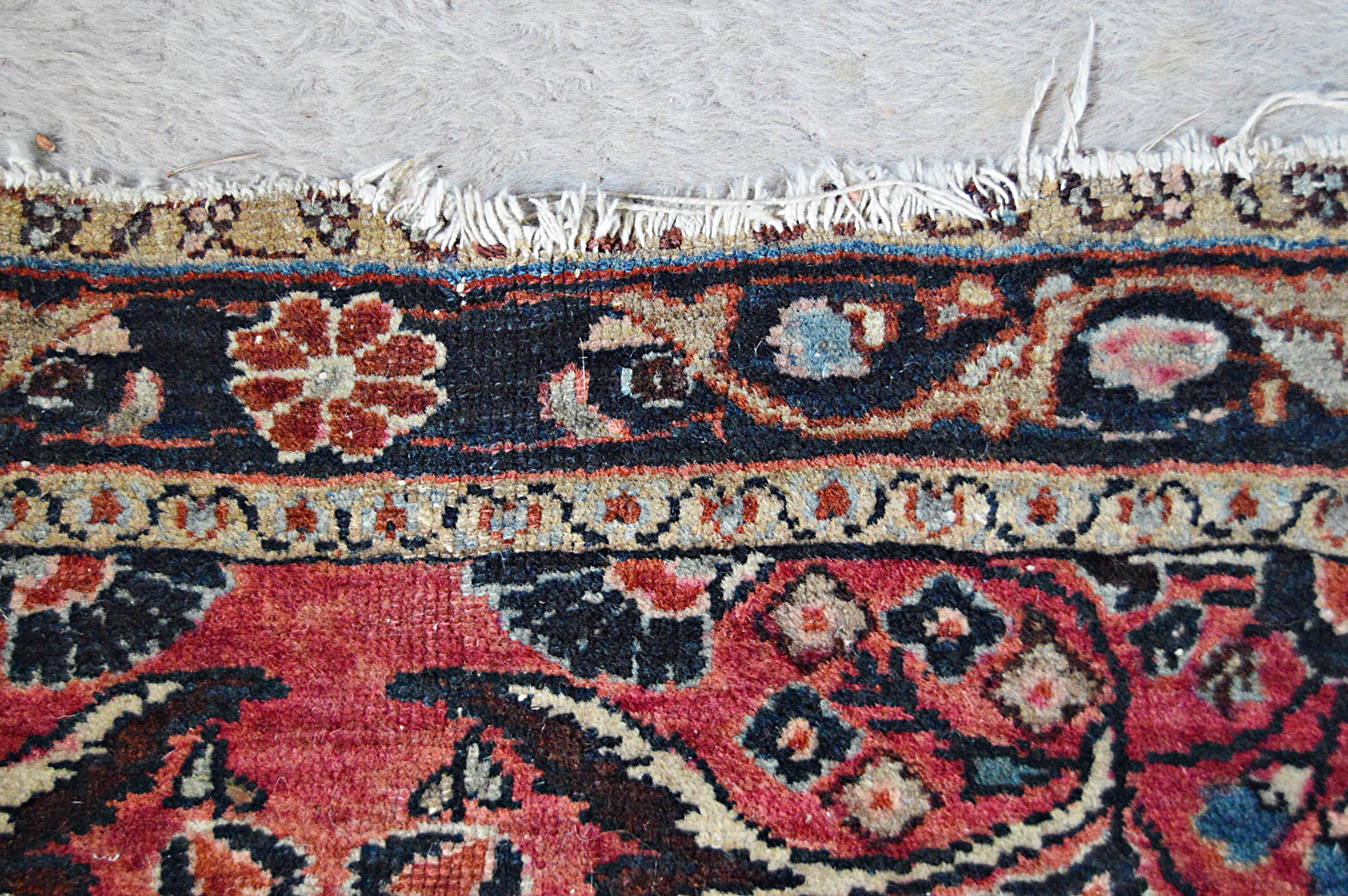 Antique Hand-Knotted Sarouk Accent Rug