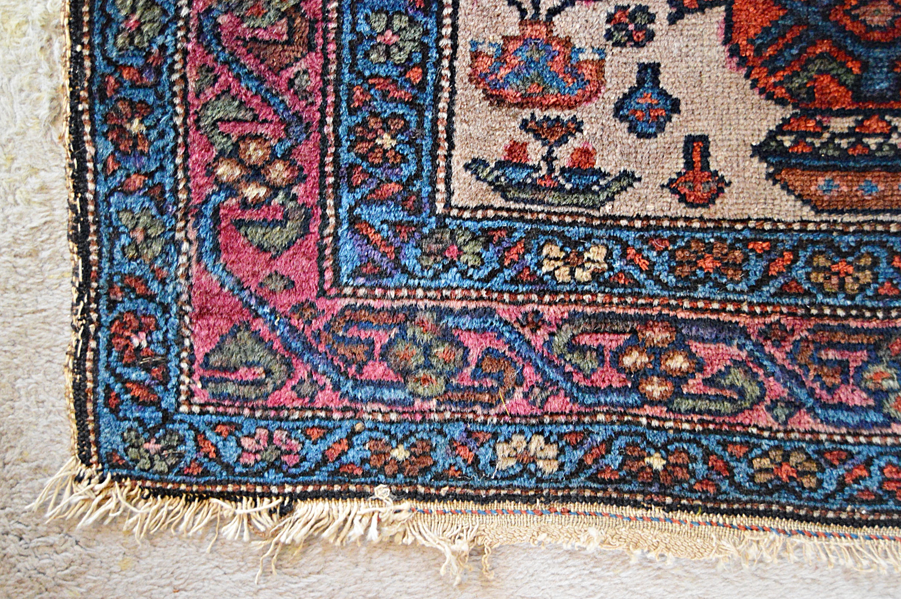 Antique Hand-Knotted Caucasian Tribal Wool Accent Rug