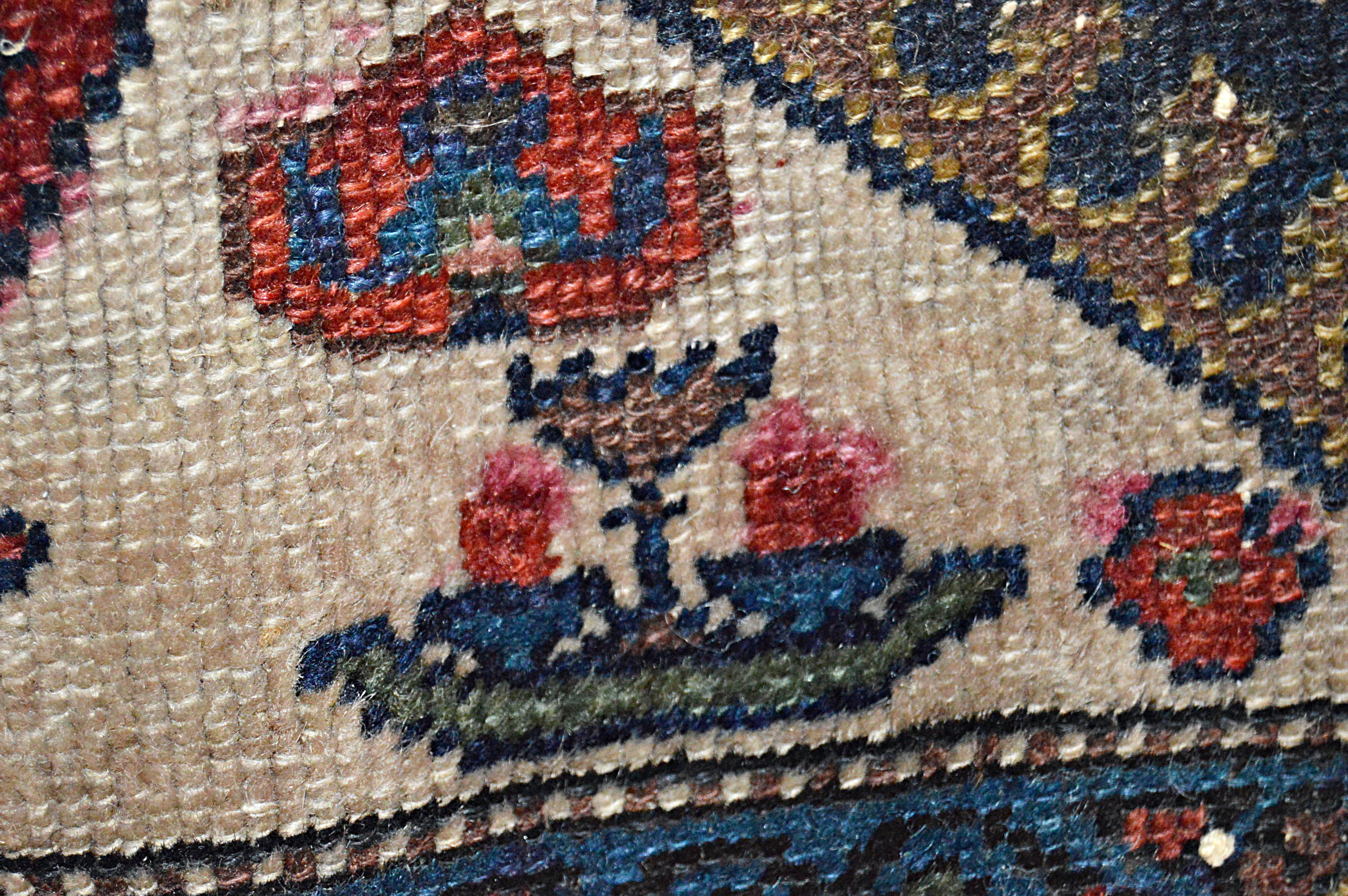 Antique Hand-Knotted Caucasian Tribal Wool Accent Rug