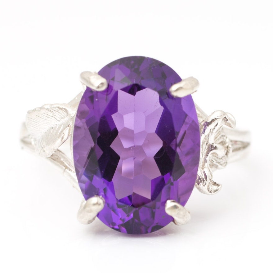 Sterling Silver 5.26 CT Amethyst Ring