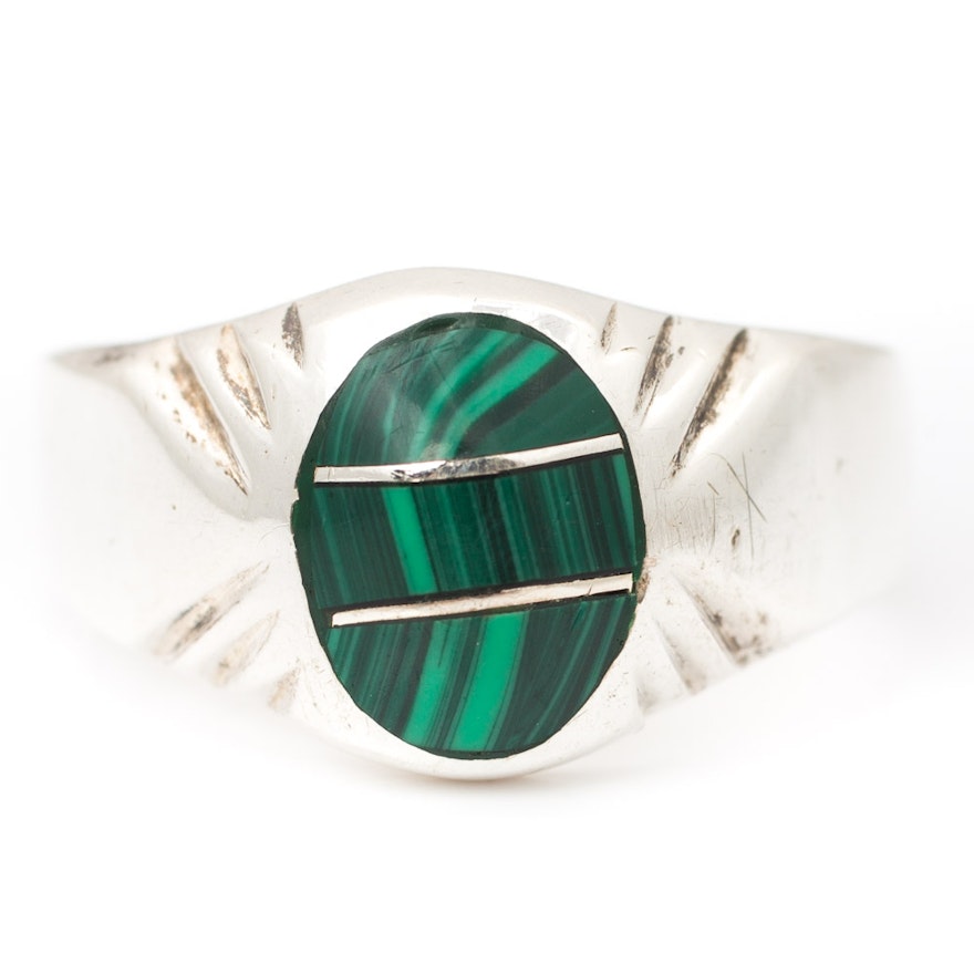 Sterling Silver Malachite Inlay Ring