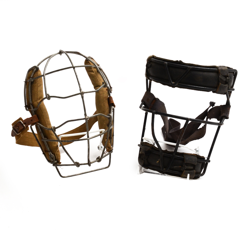 Two Vintage Catching and Umpire Baseball Masks