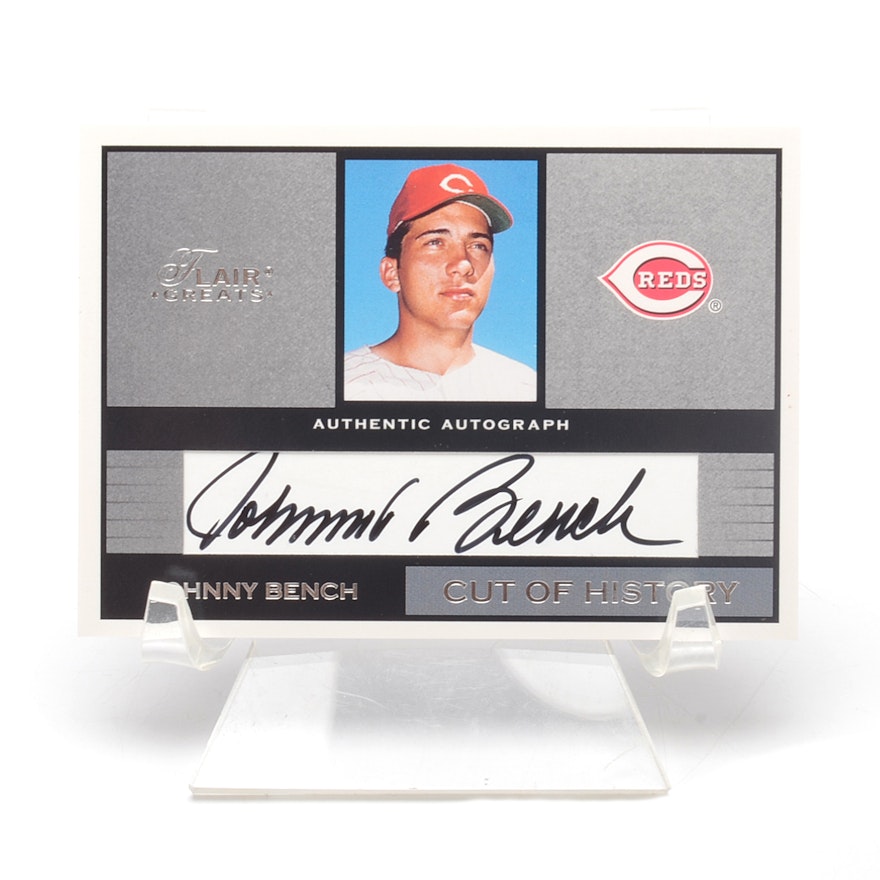 2003 Johnny Bench "Out Of History" 5/161 Certified Auto Fleer Card