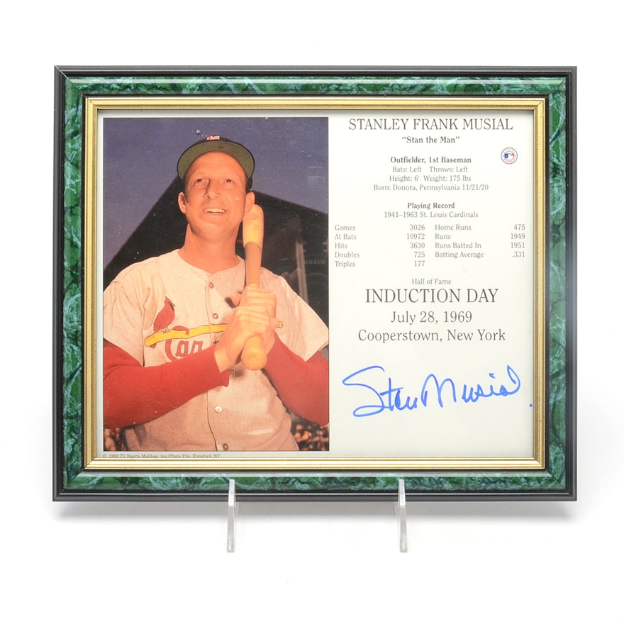 Stan Musial St. Louis Cardinals Signed Induction Day Cooperstown Framed Print