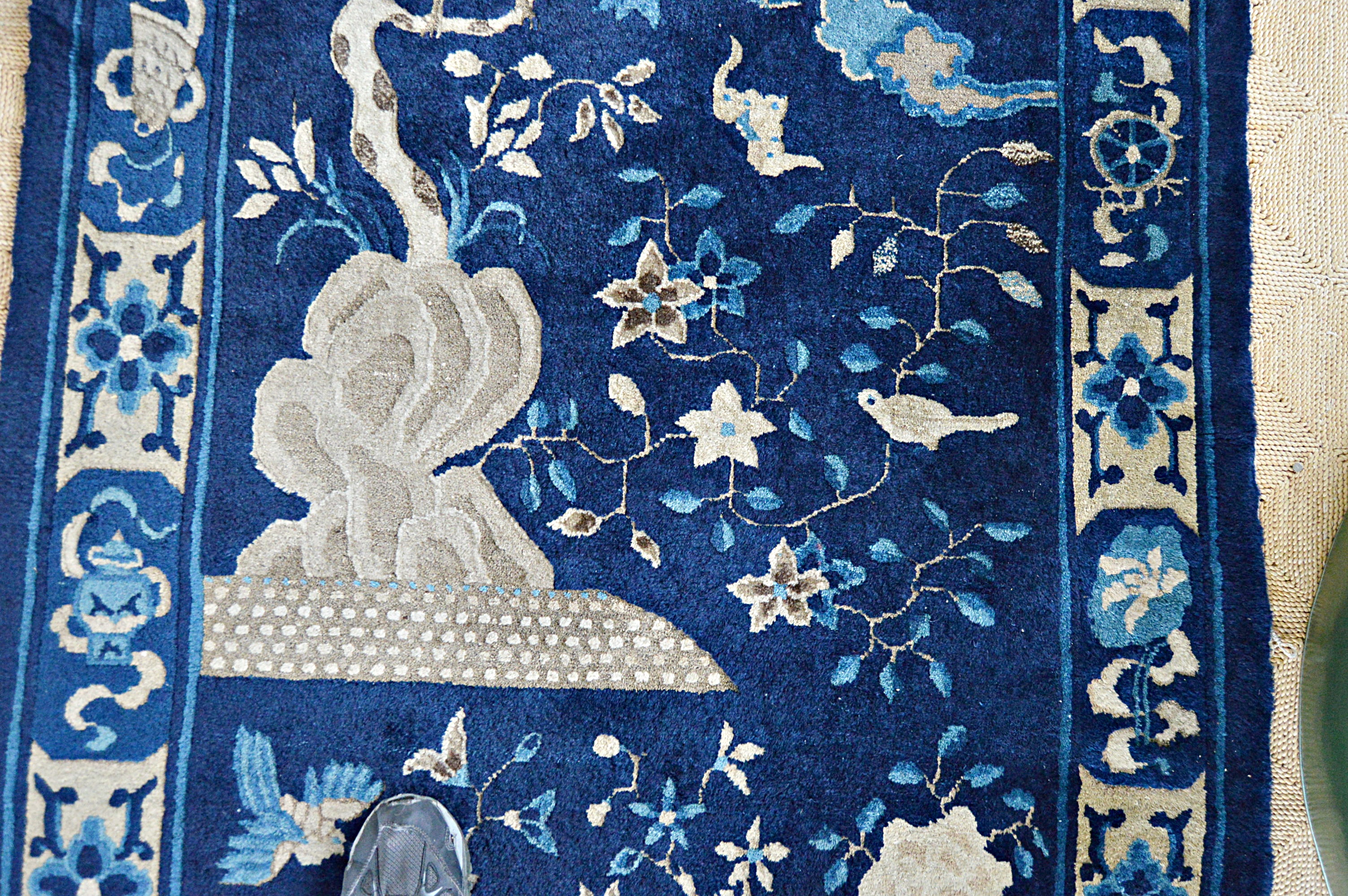 Semi-Antique Handwoven Chinese Wool Accent Rug