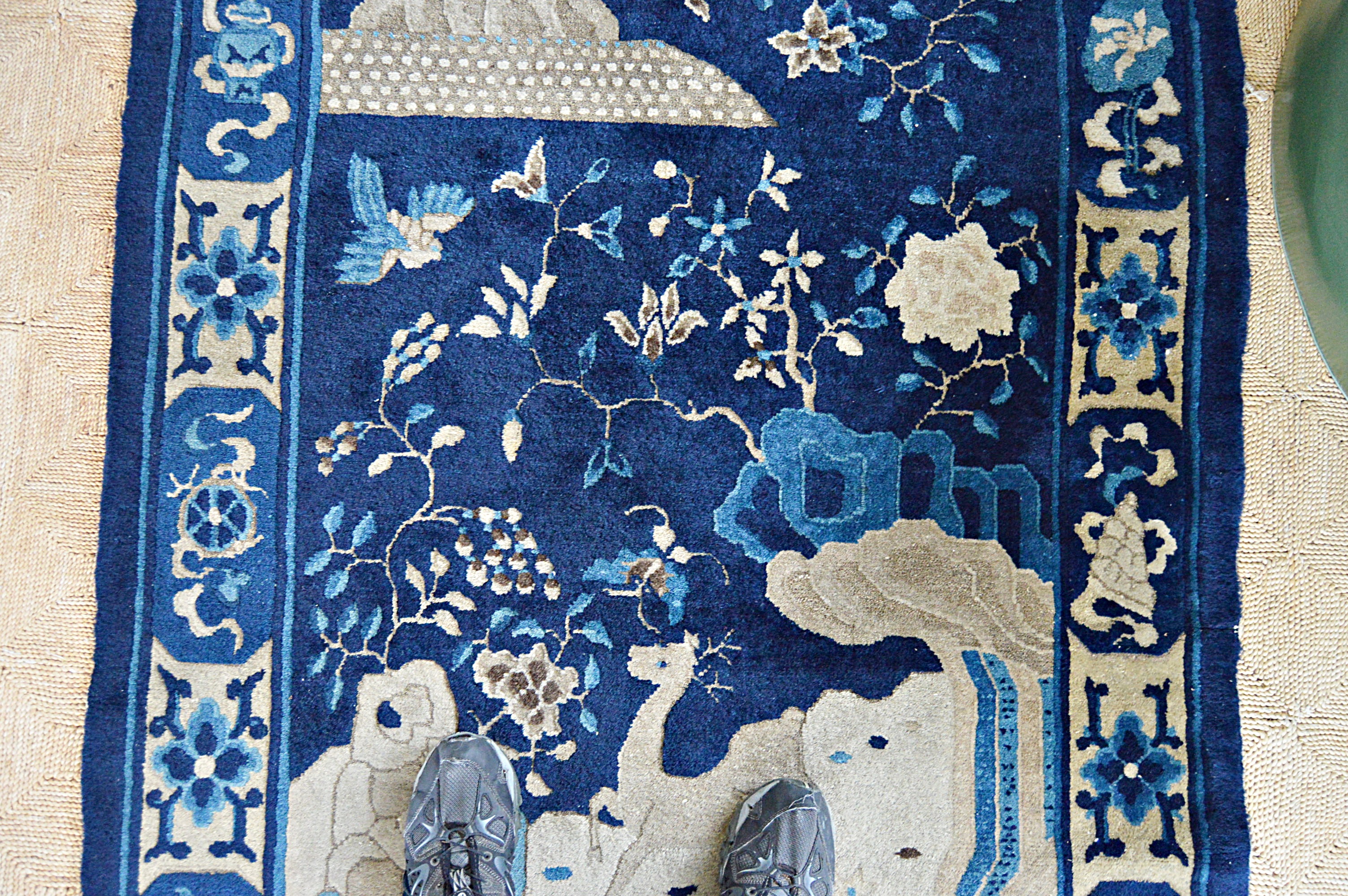 Semi-Antique Handwoven Chinese Wool Accent Rug