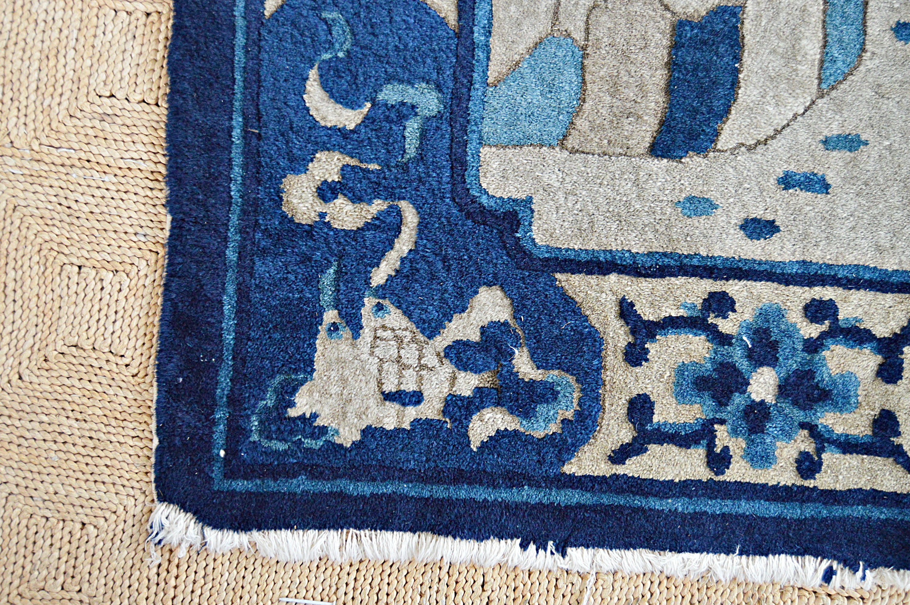 Semi-Antique Handwoven Chinese Wool Accent Rug