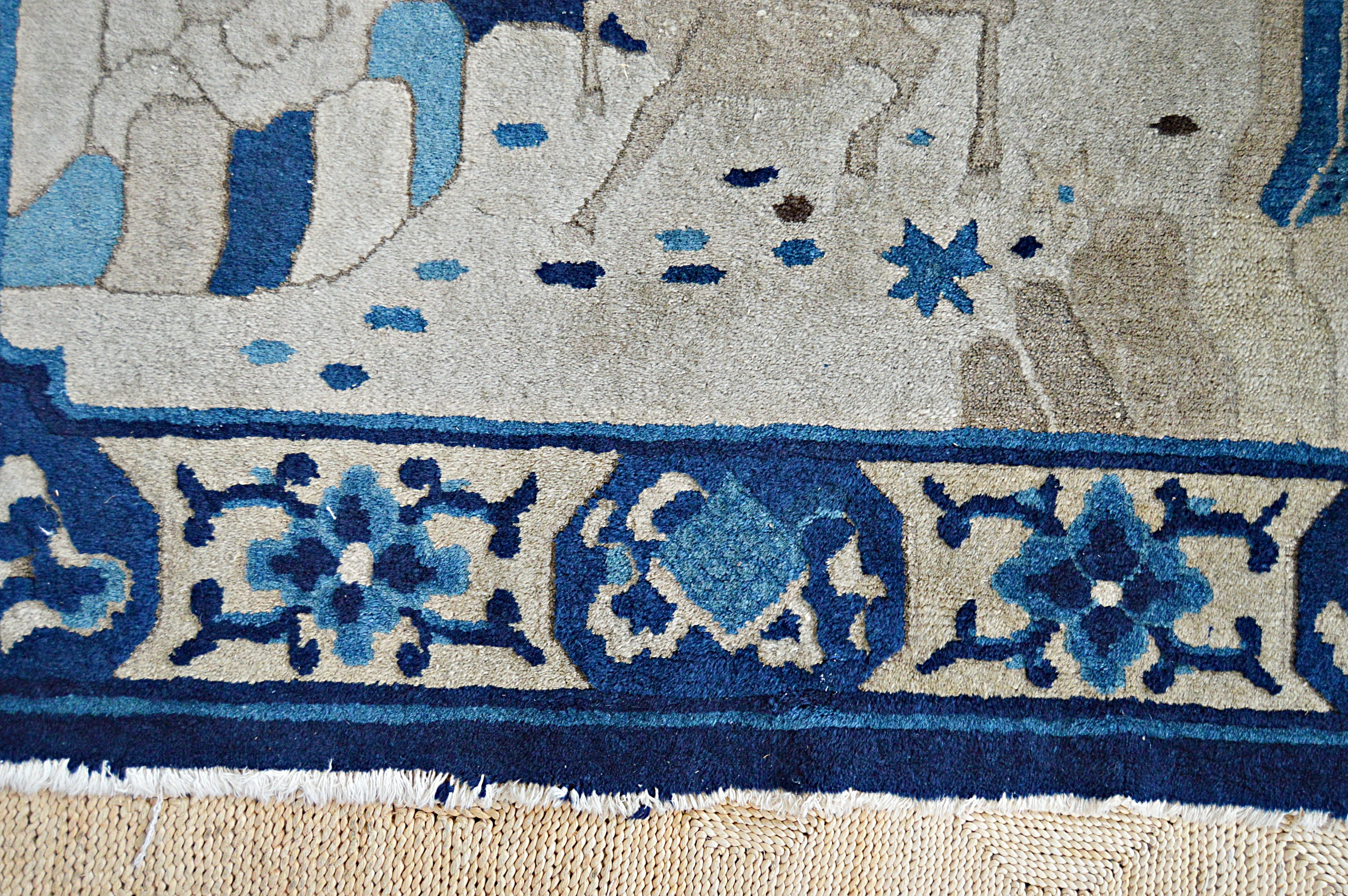 Semi-Antique Handwoven Chinese Wool Accent Rug