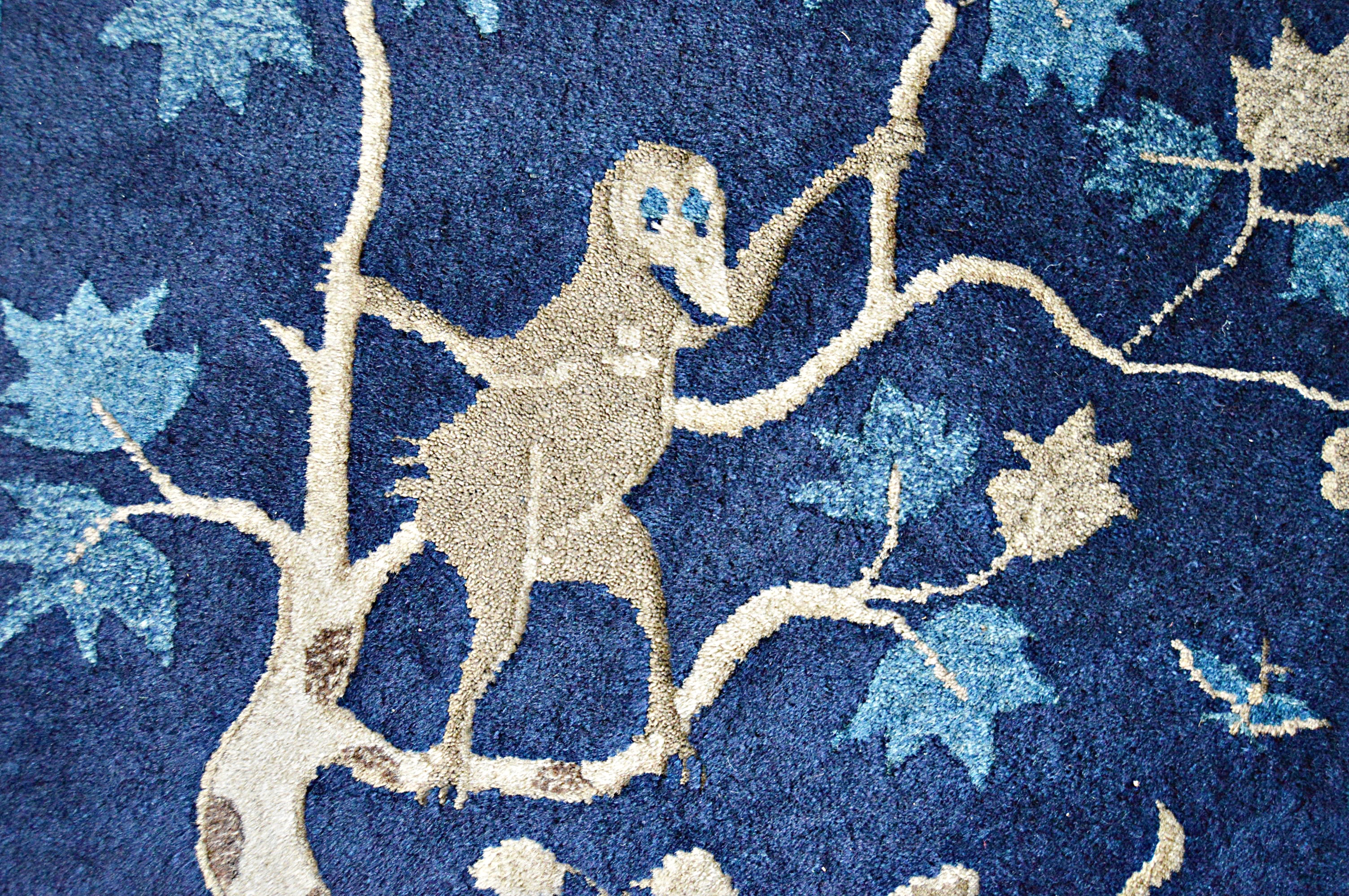 Semi-Antique Handwoven Chinese Wool Accent Rug