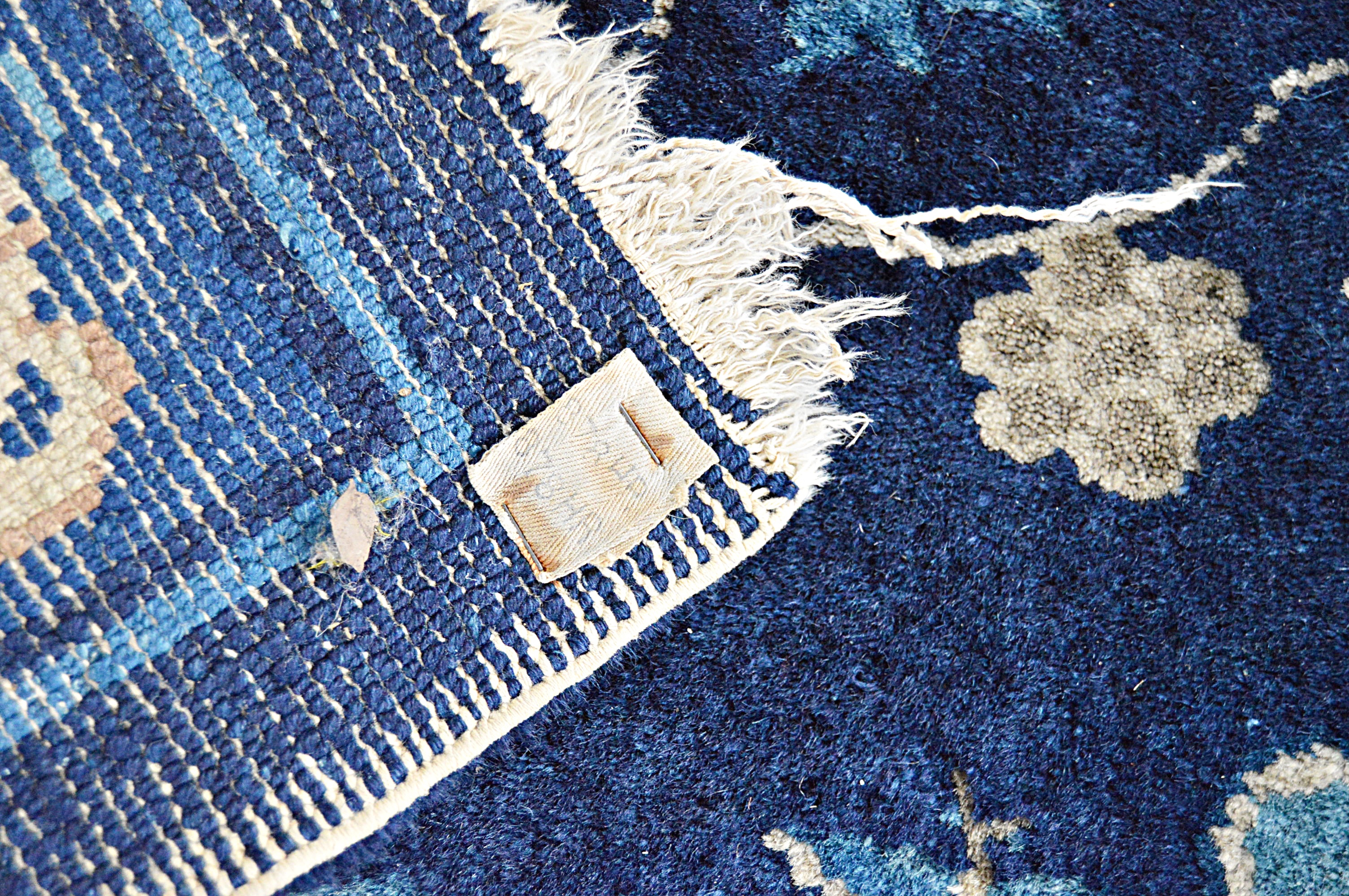 Semi-Antique Handwoven Chinese Wool Accent Rug