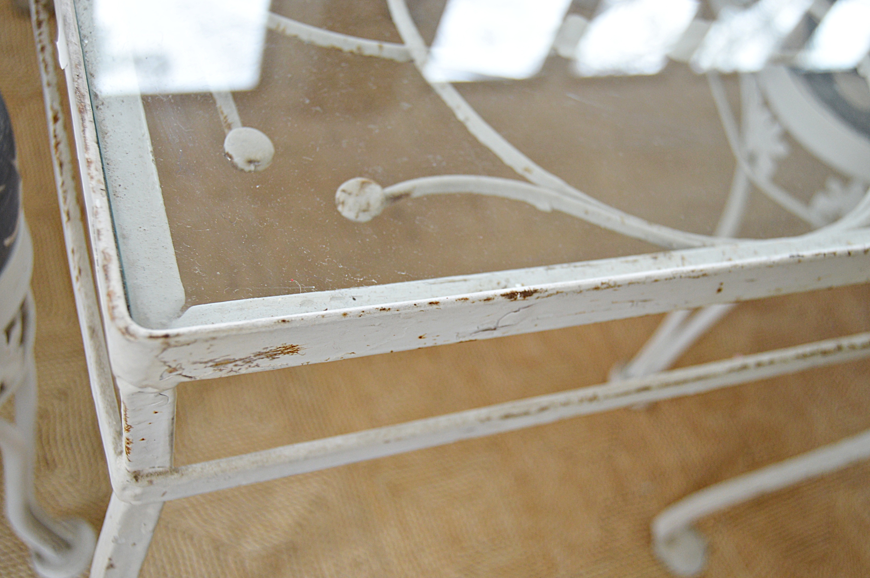 Vintage Iron Patio Chairs and Side Table