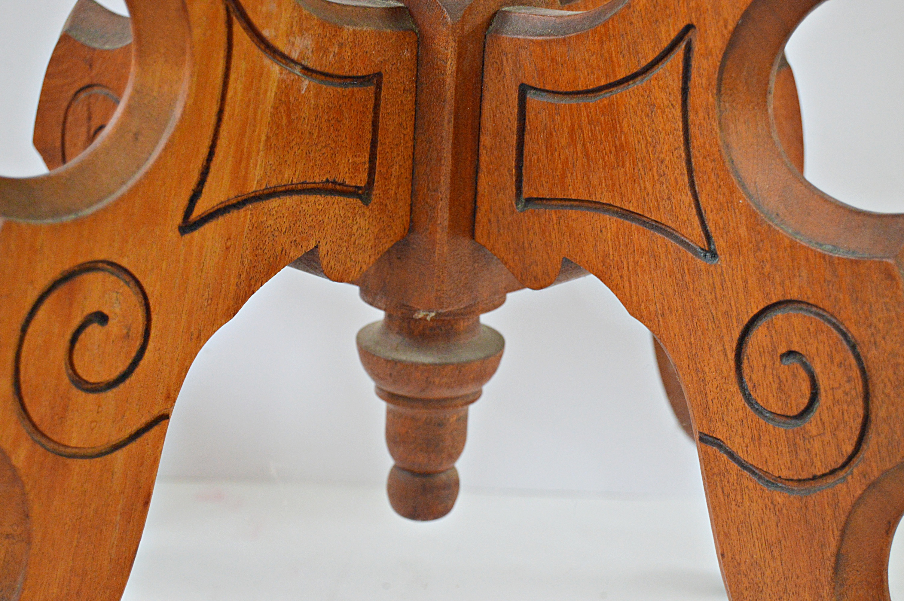 Victorian Eastlake Walnut Parlor Table with Marble Top