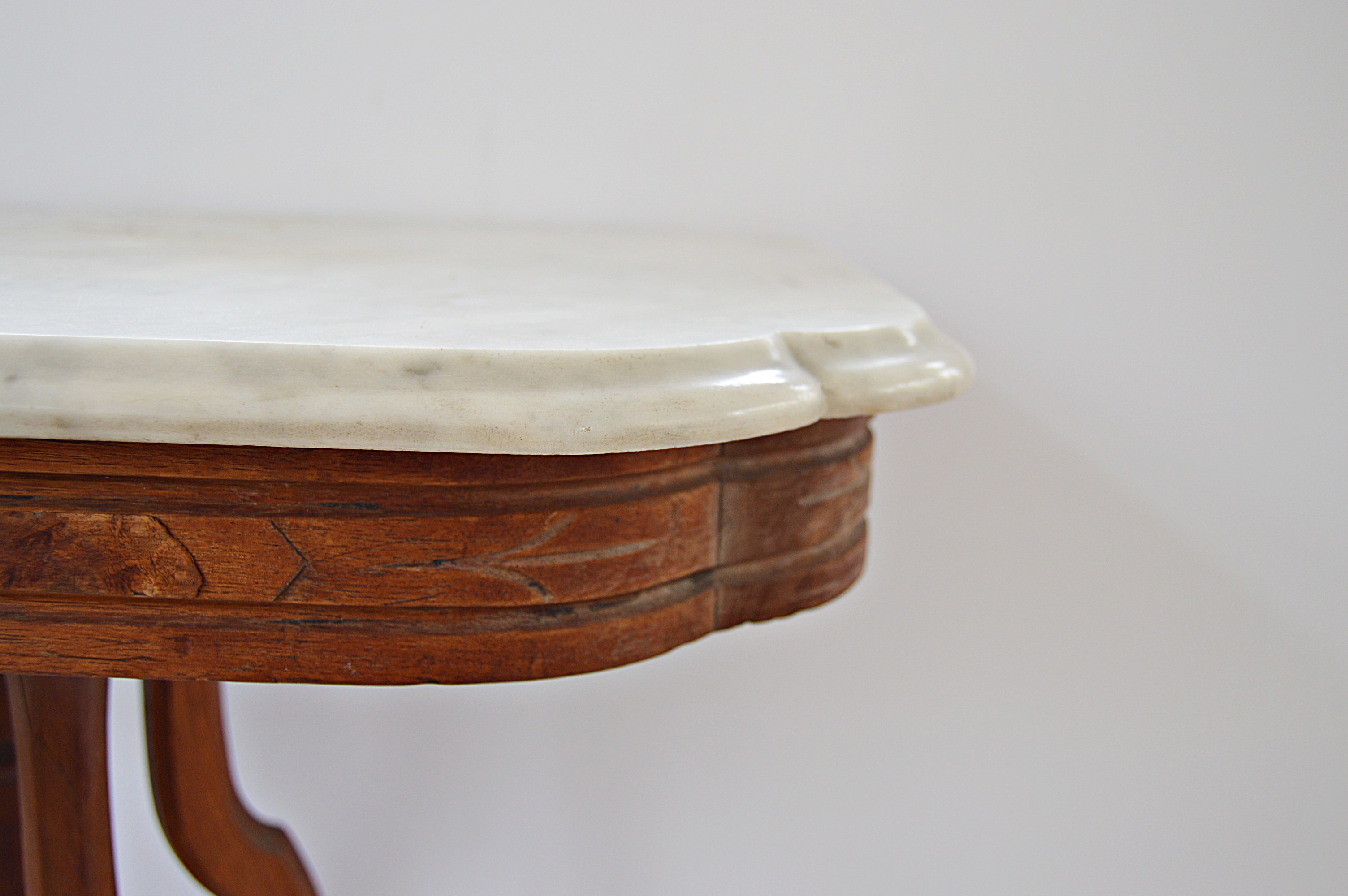 Victorian Eastlake Walnut Parlor Table with Marble Top