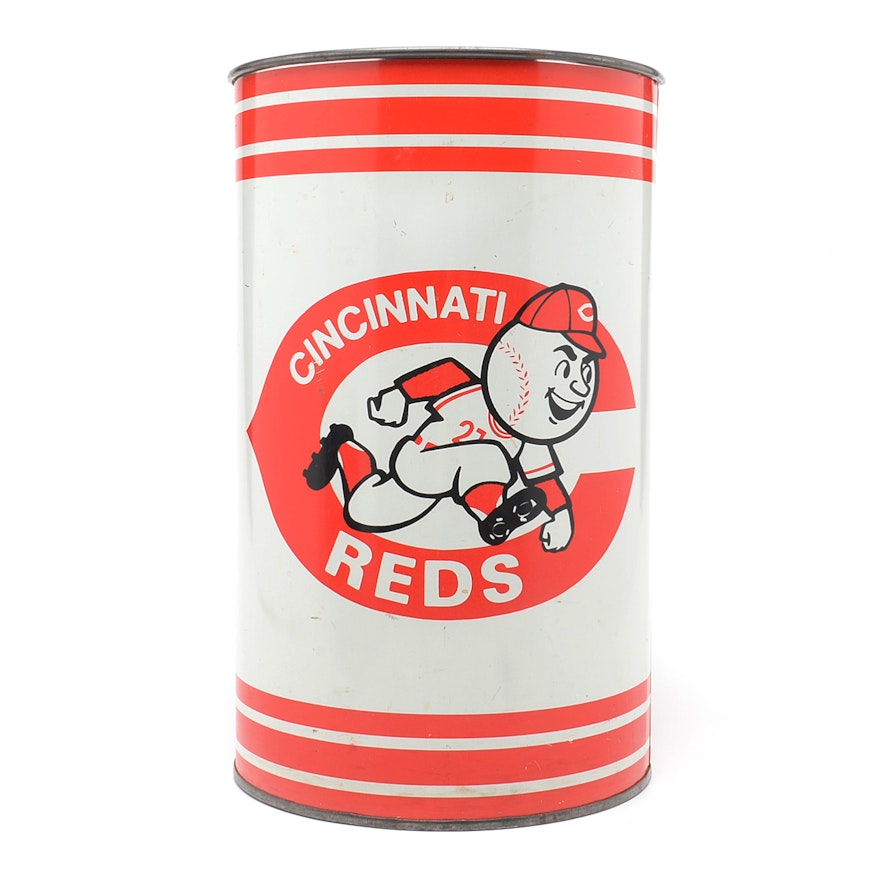 1968 Cincinnati Reds Metal Waste Can