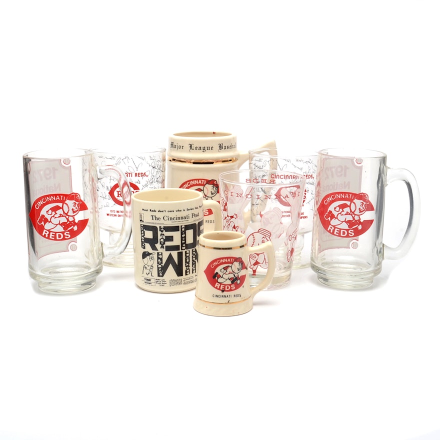 Eight Souvenir Reds Glasses and Mugs 1960s-1970s