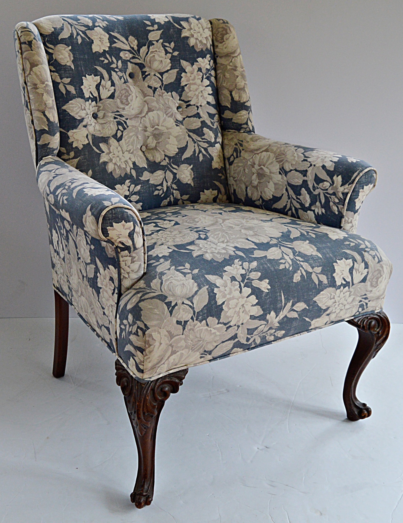 Vintage Queen Anne Style Wingback Chair