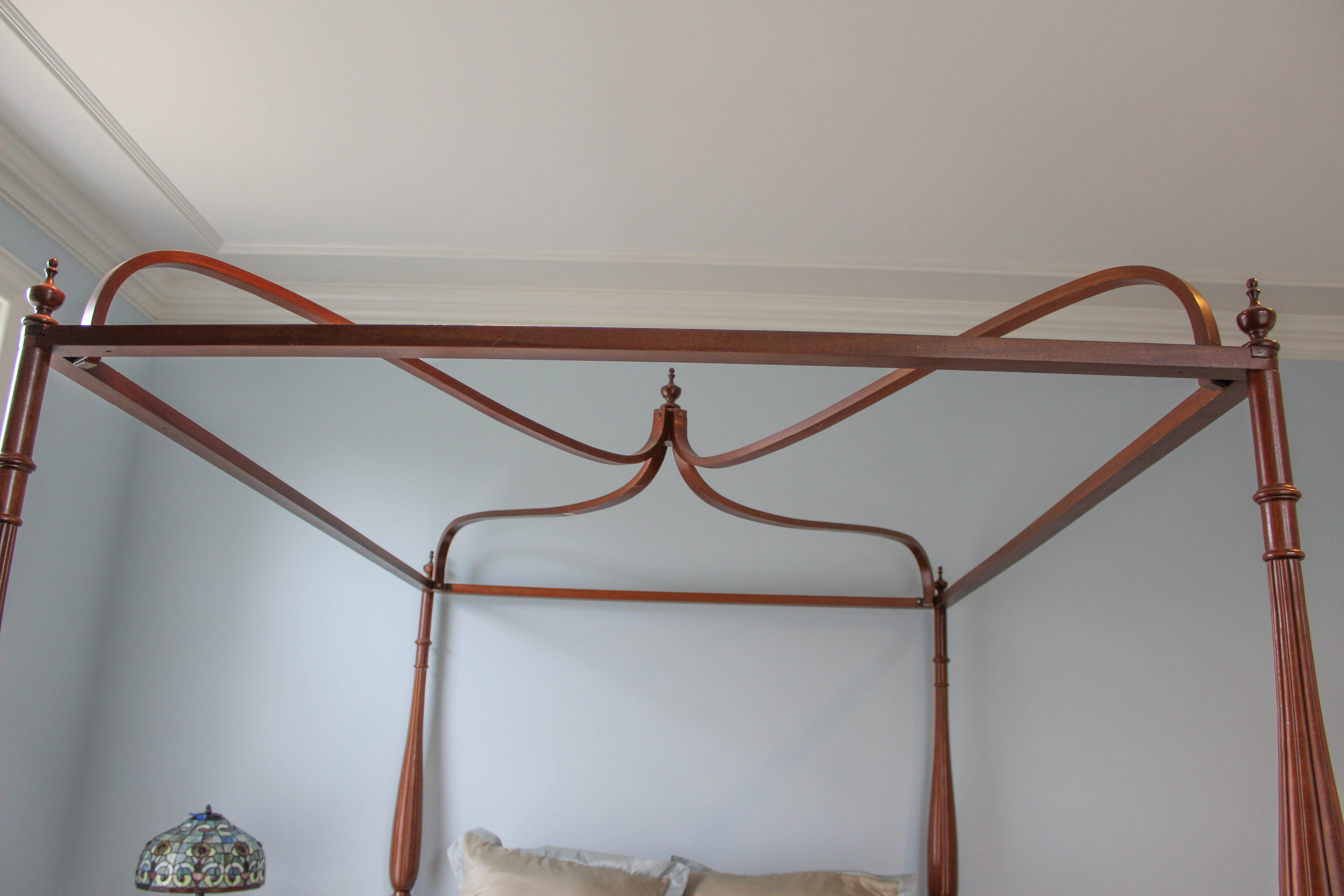 Walnut Queen Size Four Poster Bed with Canopy