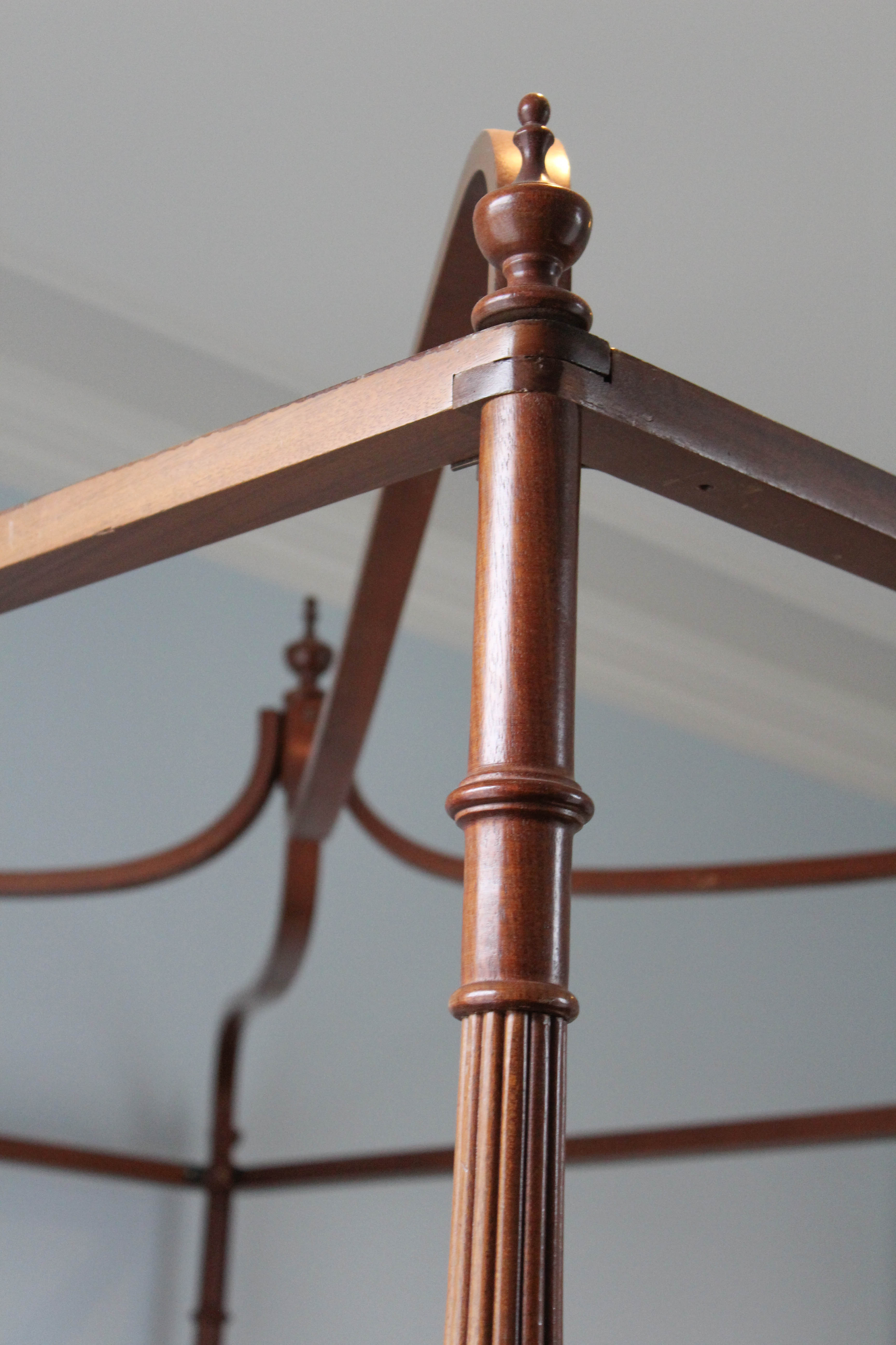 Walnut Queen Size Four Poster Bed with Canopy