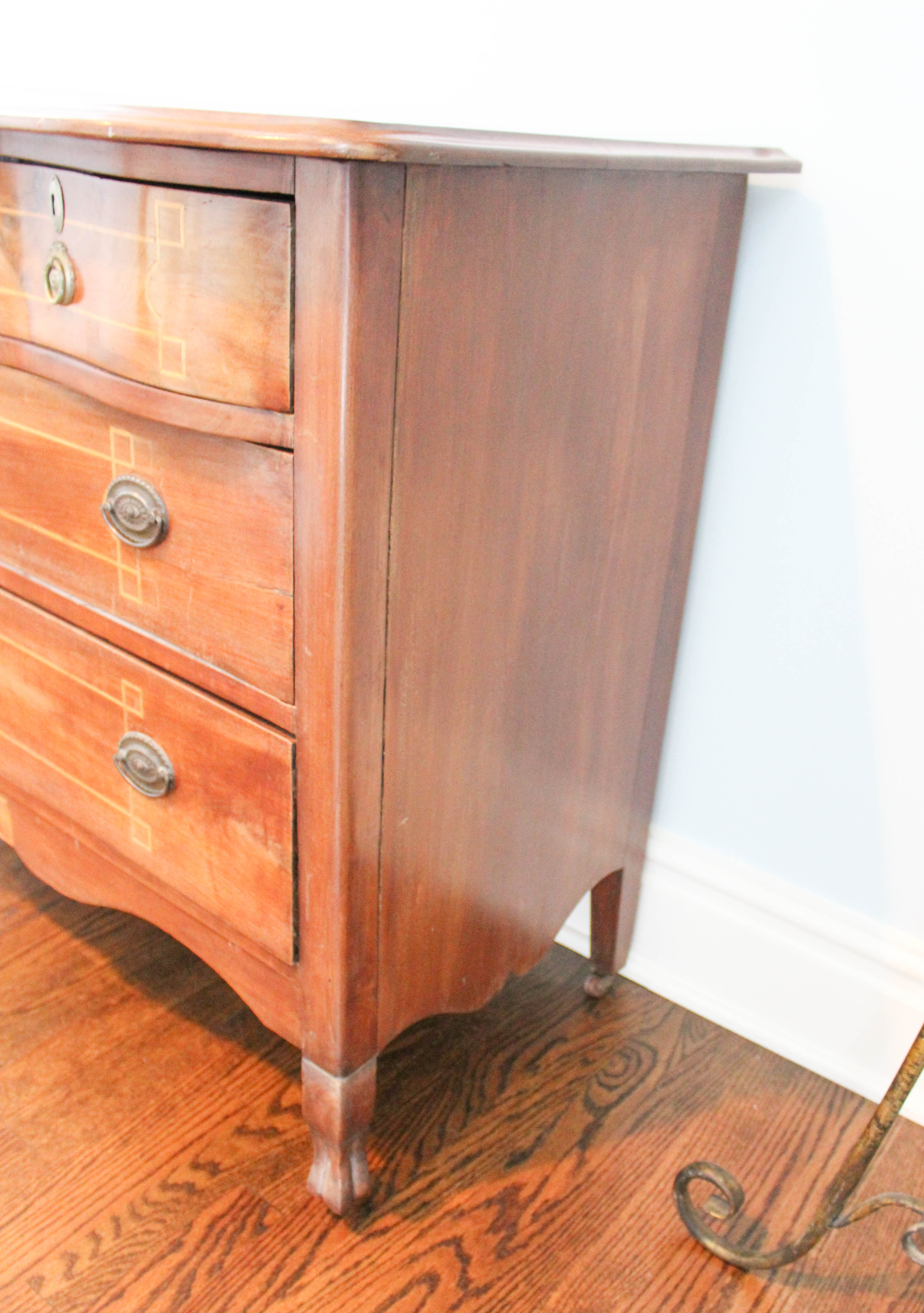 Antique Cherry Chest of Drawers with Lightwood Inlay Borders