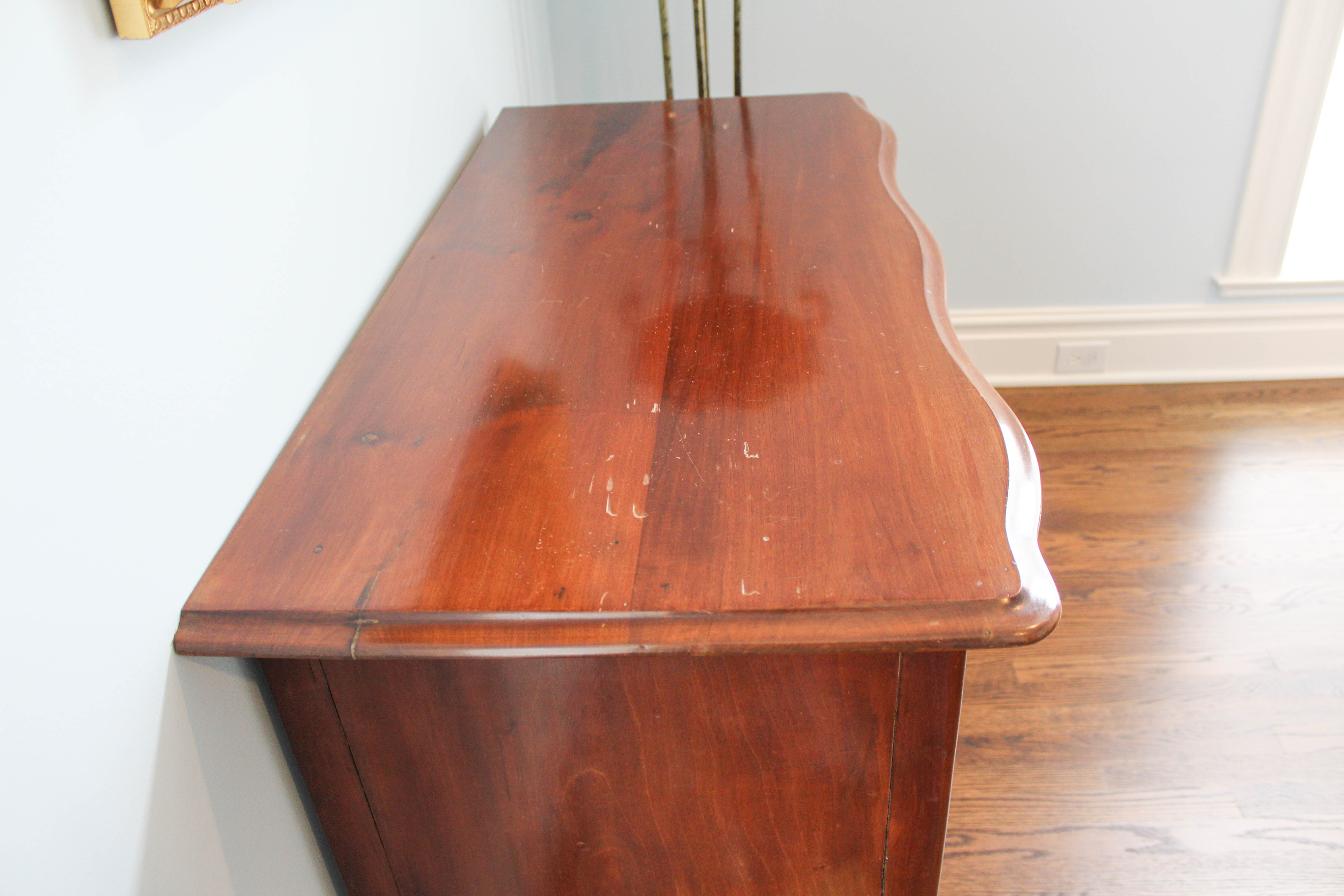 Antique Cherry Chest of Drawers with Lightwood Inlay Borders