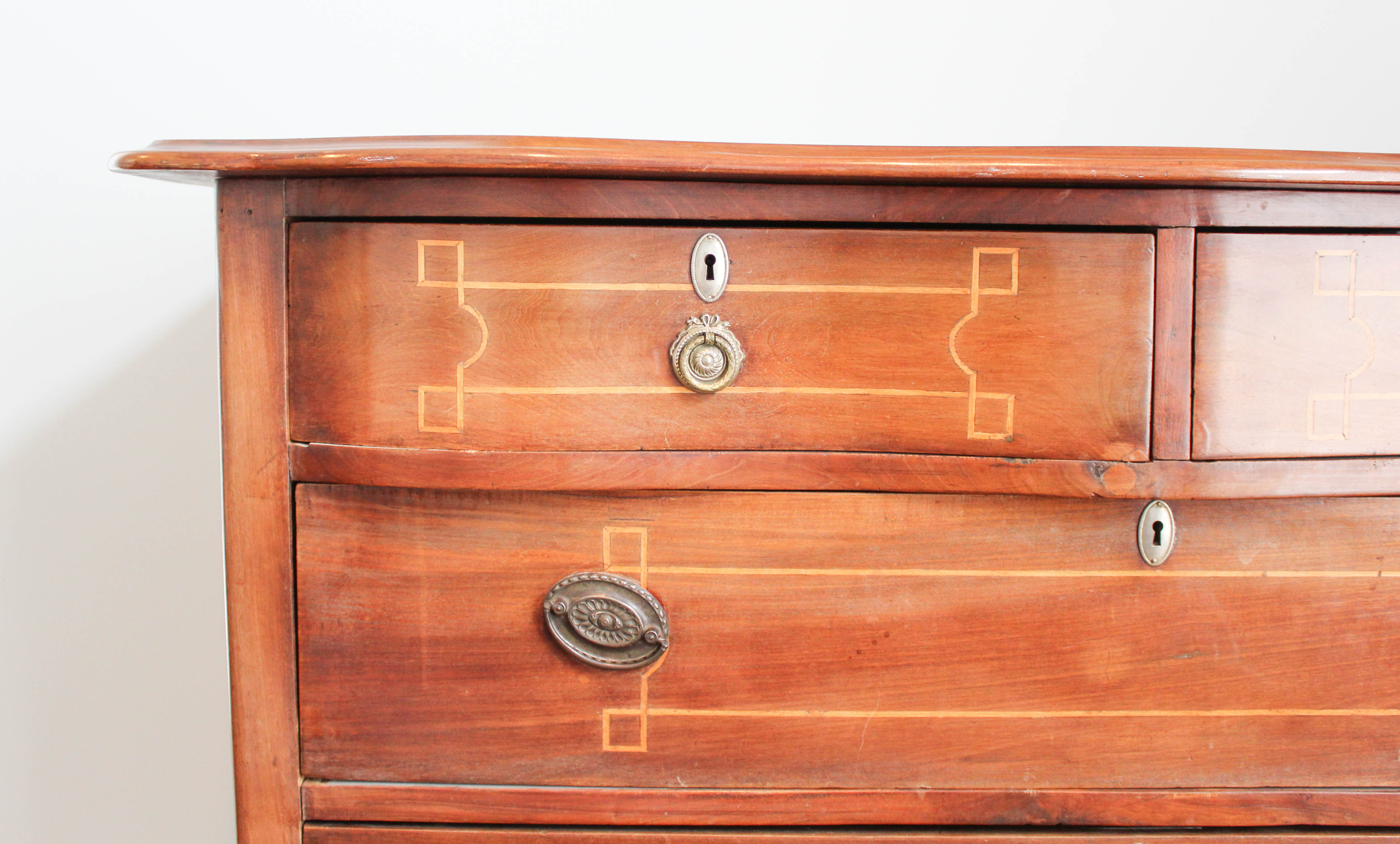 Antique Cherry Chest of Drawers with Lightwood Inlay Borders