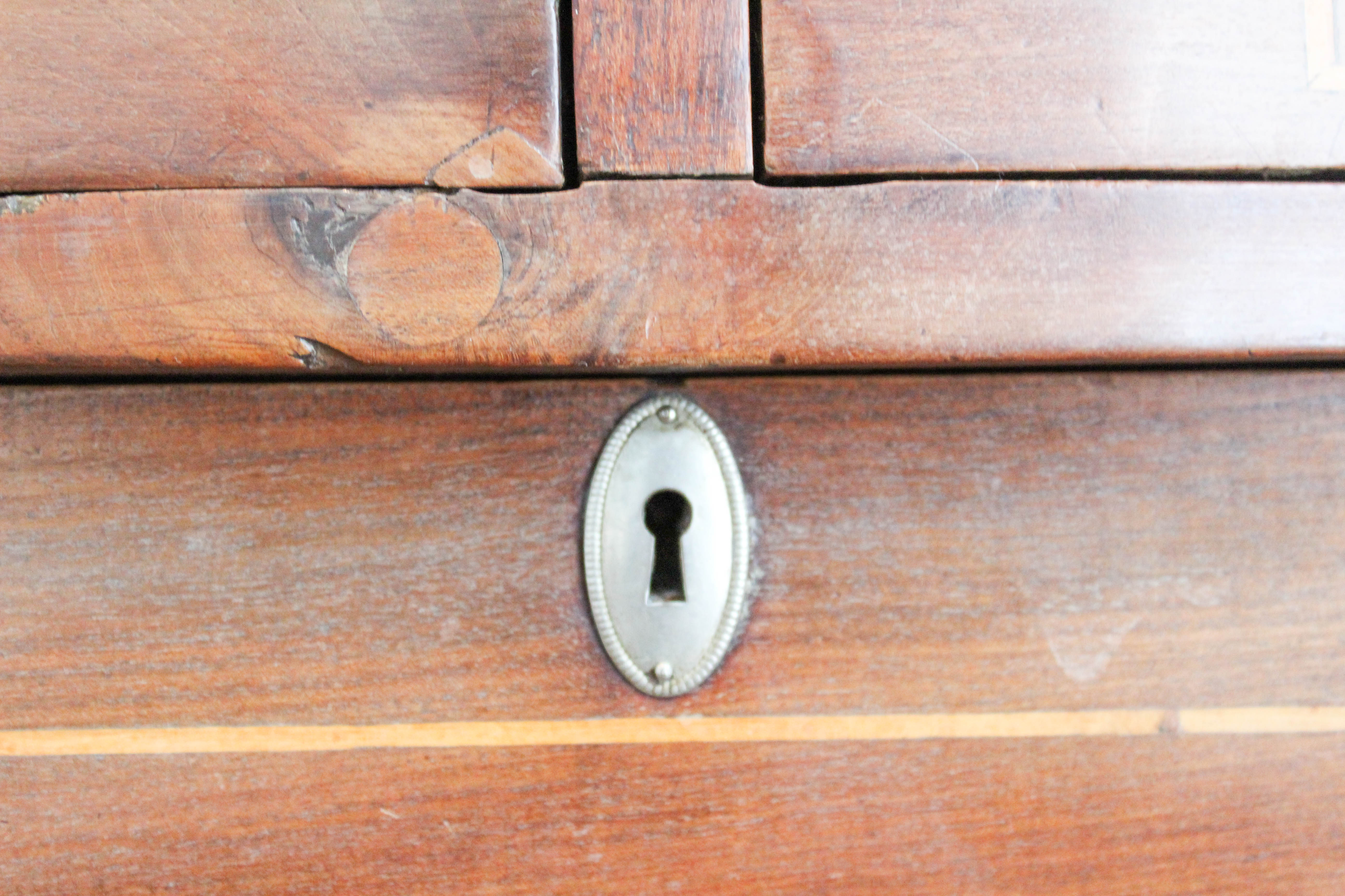 Antique Cherry Chest of Drawers with Lightwood Inlay Borders