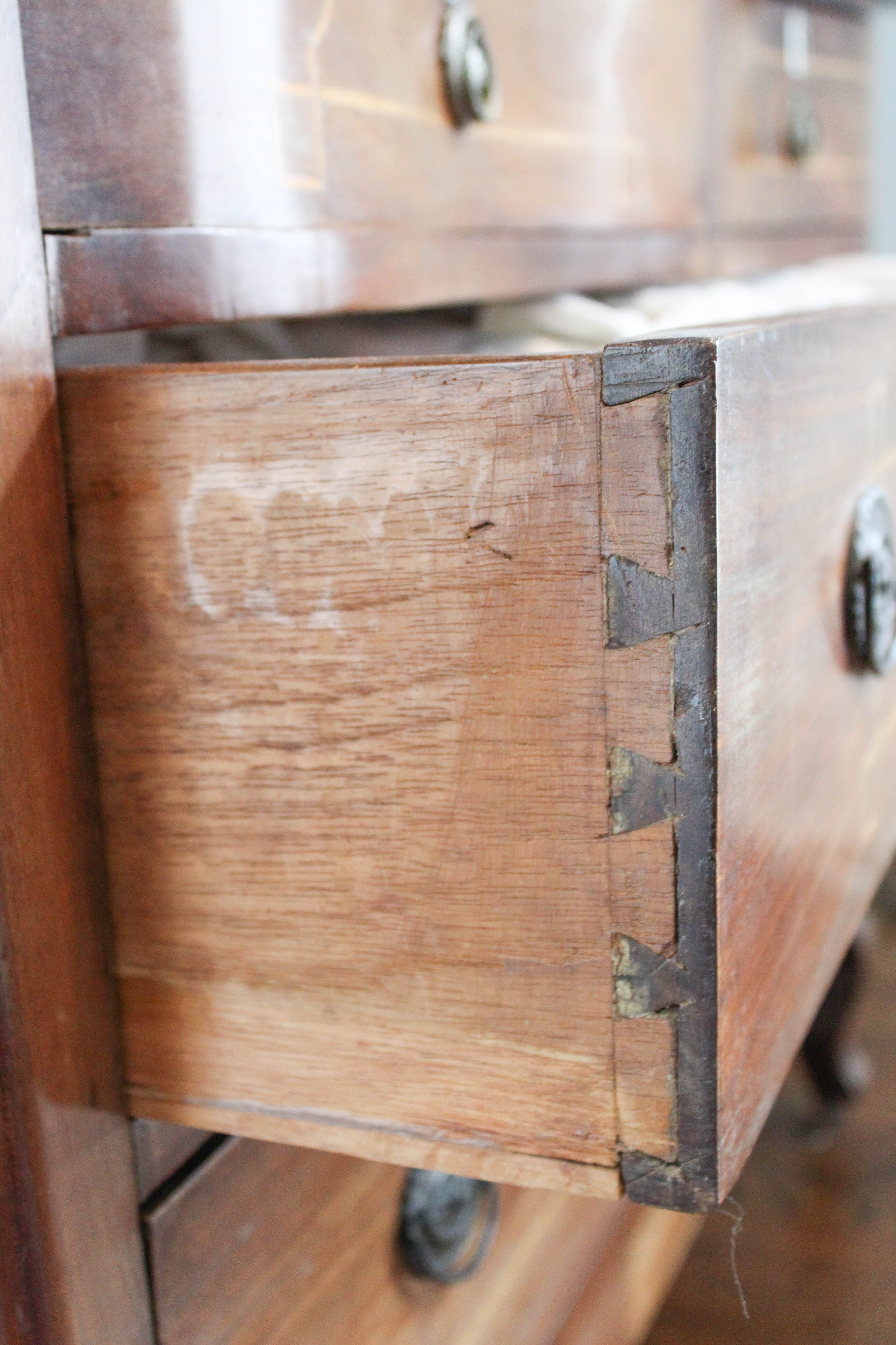 Antique Cherry Chest of Drawers with Lightwood Inlay Borders
