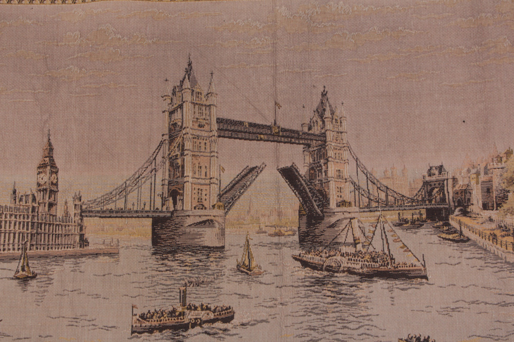 Vintage Machine Woven Pictorial Tapestry of London