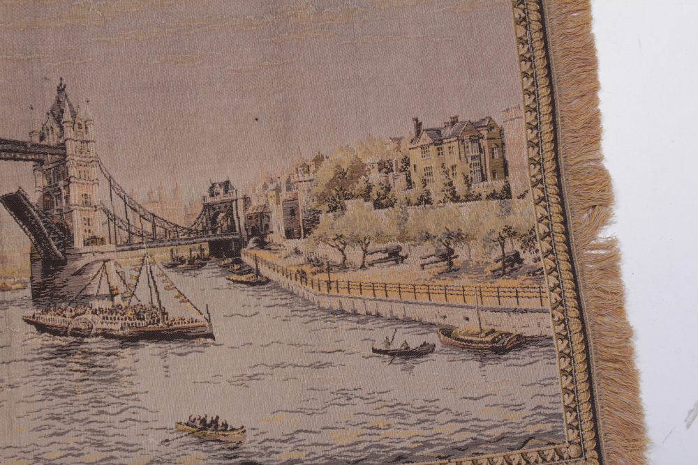 Vintage Machine Woven Pictorial Tapestry of London
