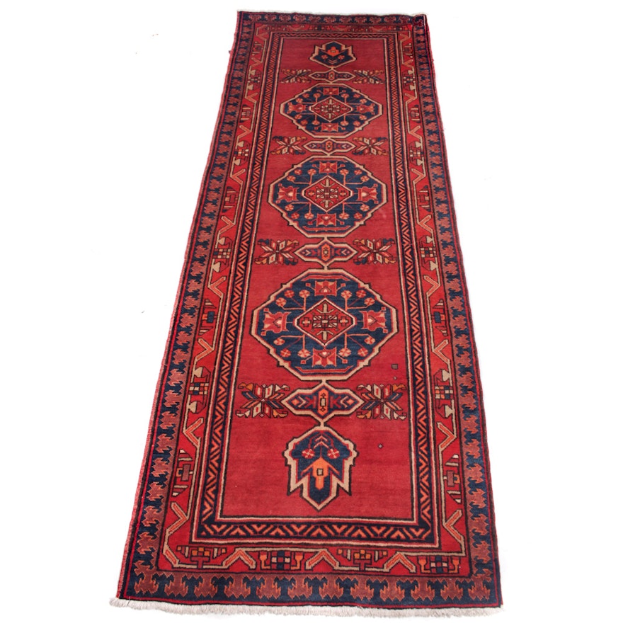 Semi-Antique Hand-Knotted Persian Karaja Heriz Carpet Runner