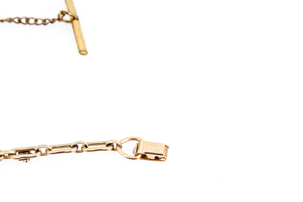 10K Yellow Gold Bracelet , 14K Yellow Gold Owl Pendant and Baroque Pearl Tie Pin