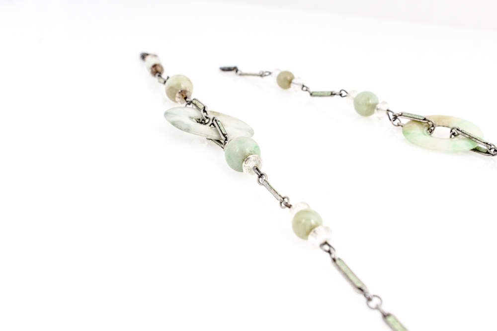 Sterling Silver Bracelets with Crystal Beads and Jadeite