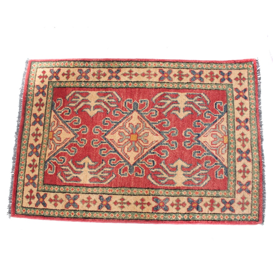 Hand-Knotted Fine Afghani-Caucasian Kazak Rug