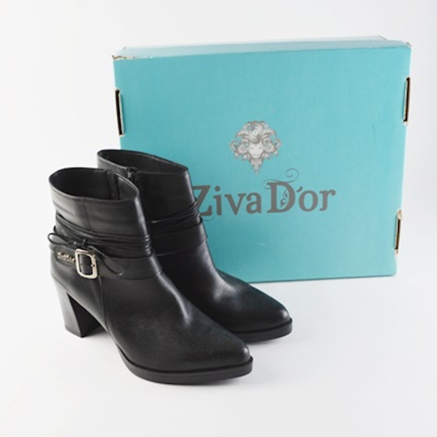 Ziva D'or Brown Leather Ankle Boots