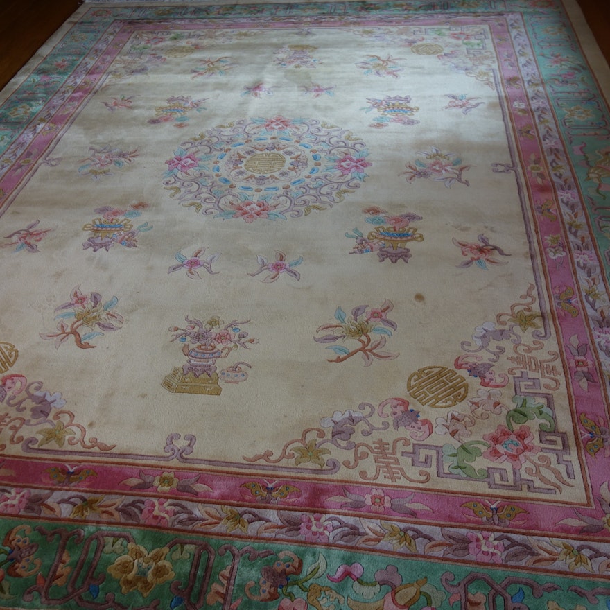 Power Loomed Chinese Carved Wool Area Rug