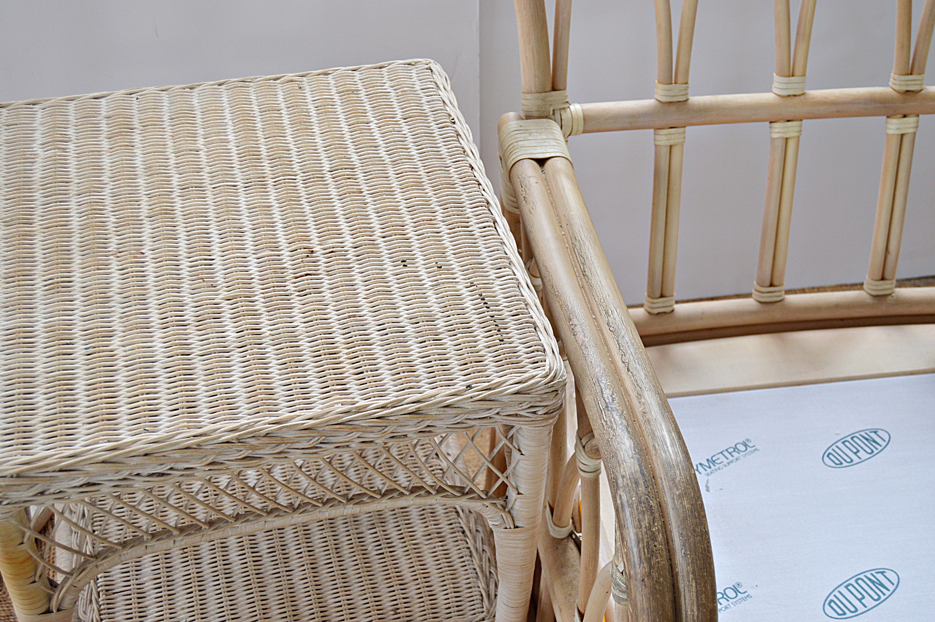 Canadian Bentwood Platform Rockers, Floor Lamp, Wicker Table