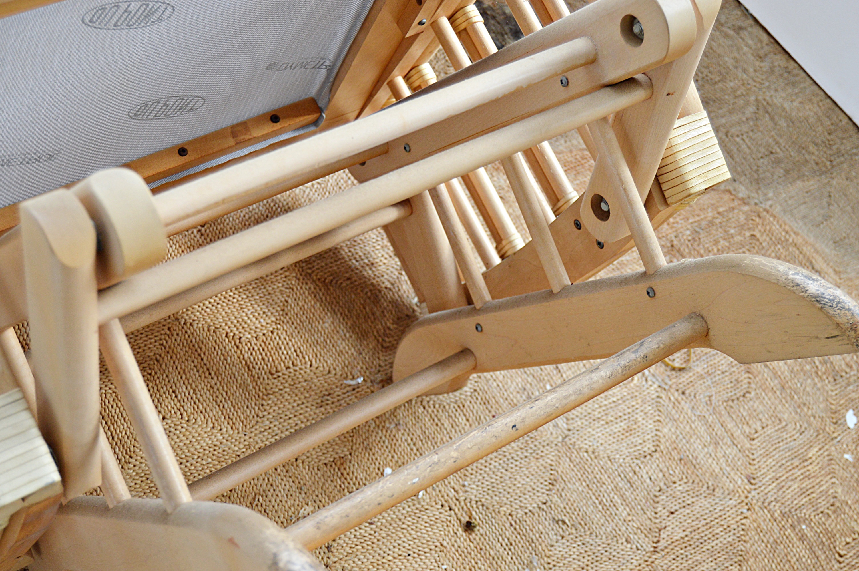 Canadian Bentwood Platform Rockers, Floor Lamp, Wicker Table