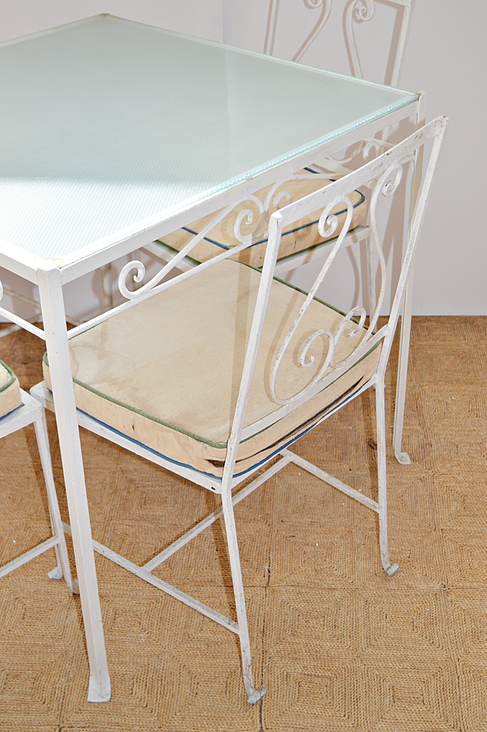 Vintage White-Painted Metal Dining Set