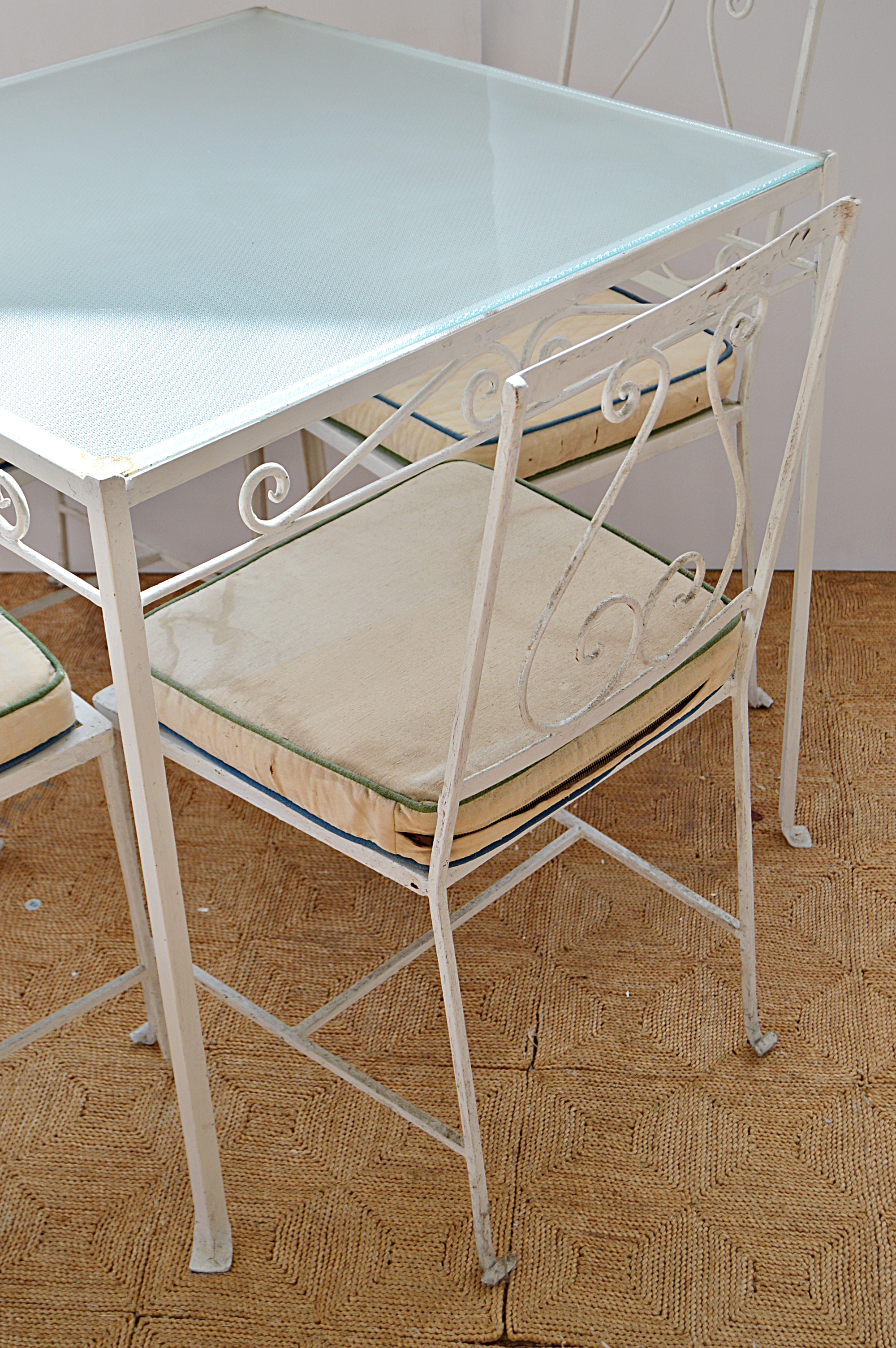 Vintage White-Painted Metal Dining Set