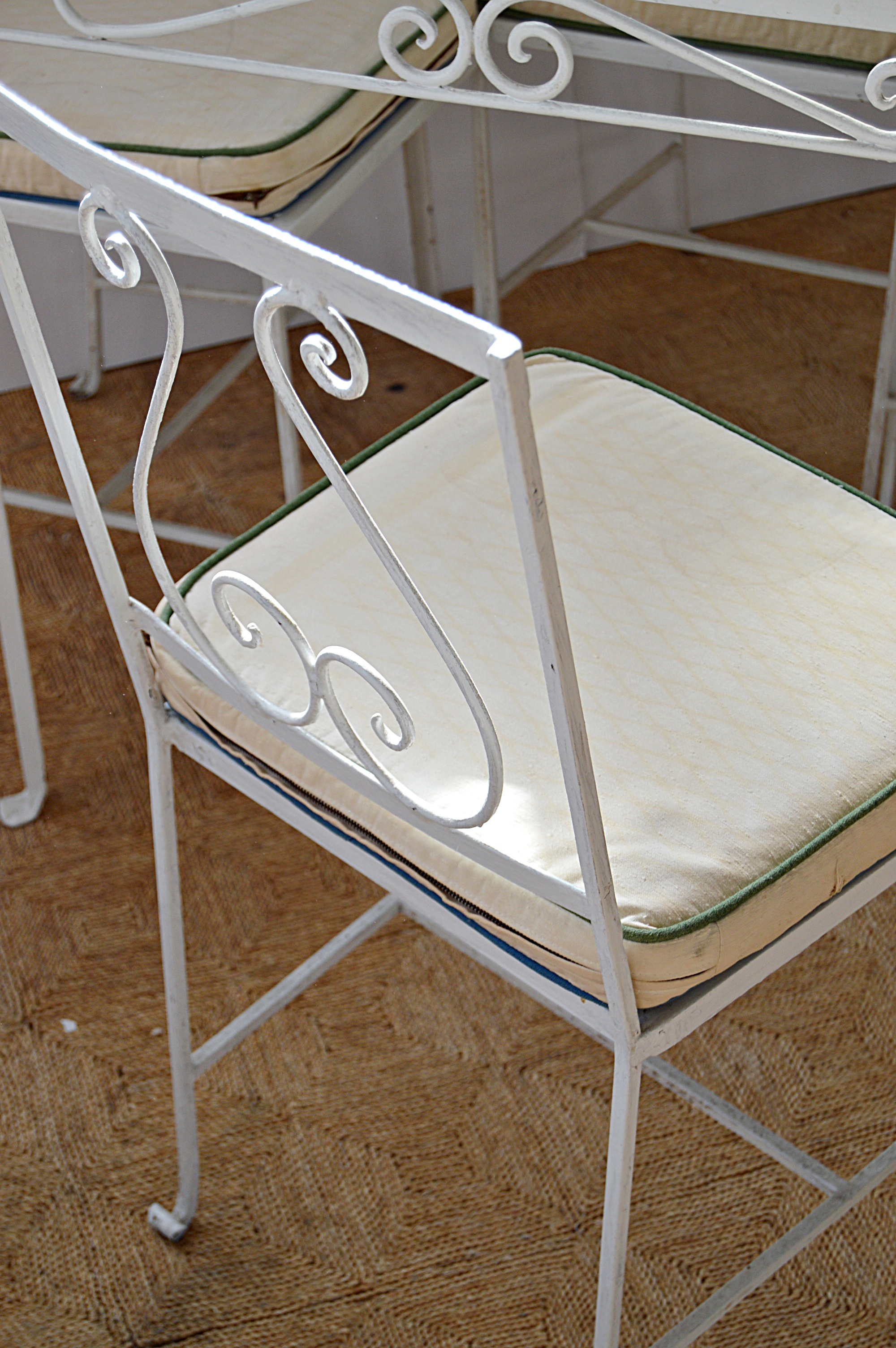 Vintage White-Painted Metal Dining Set