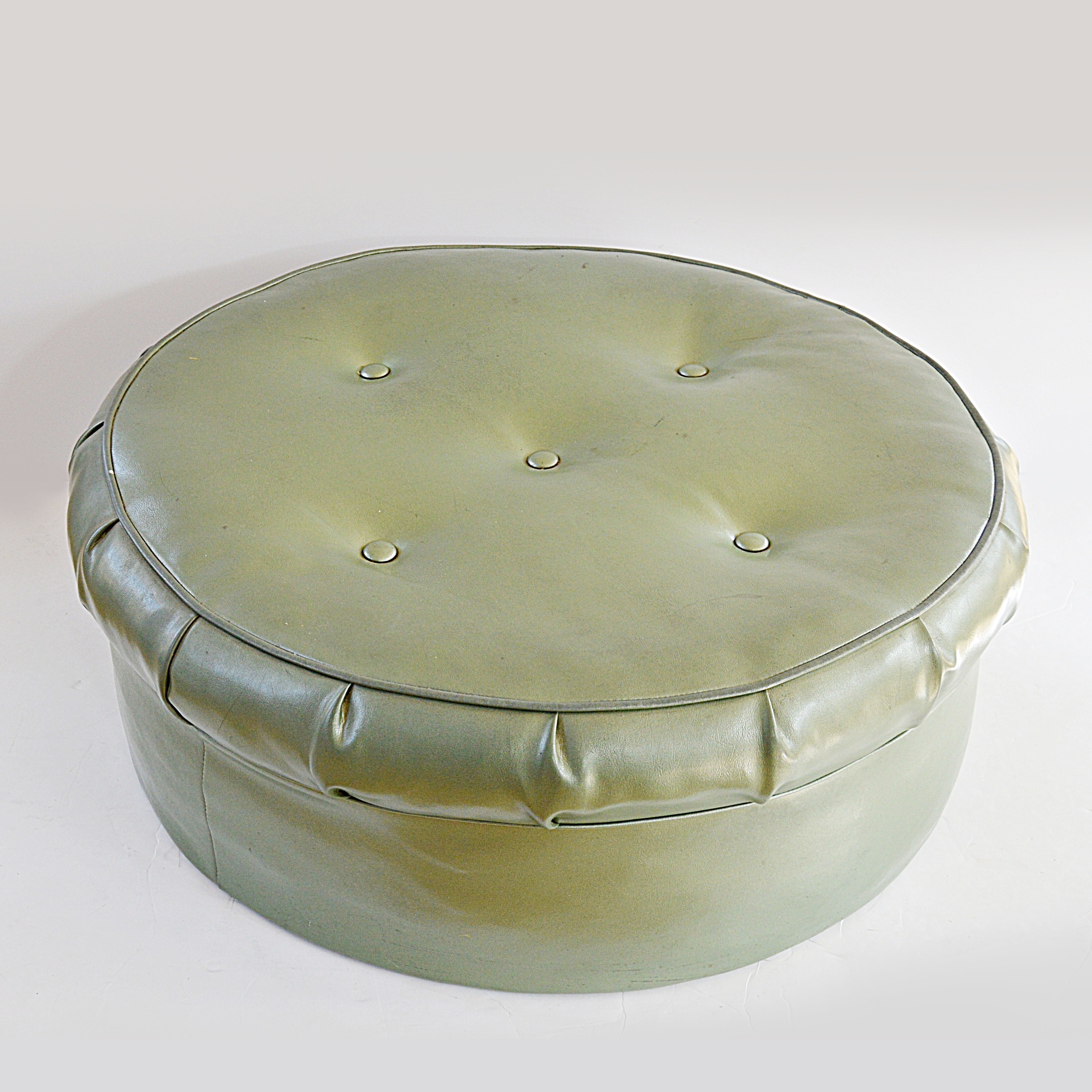 Retro Green Vinyl Ottoman