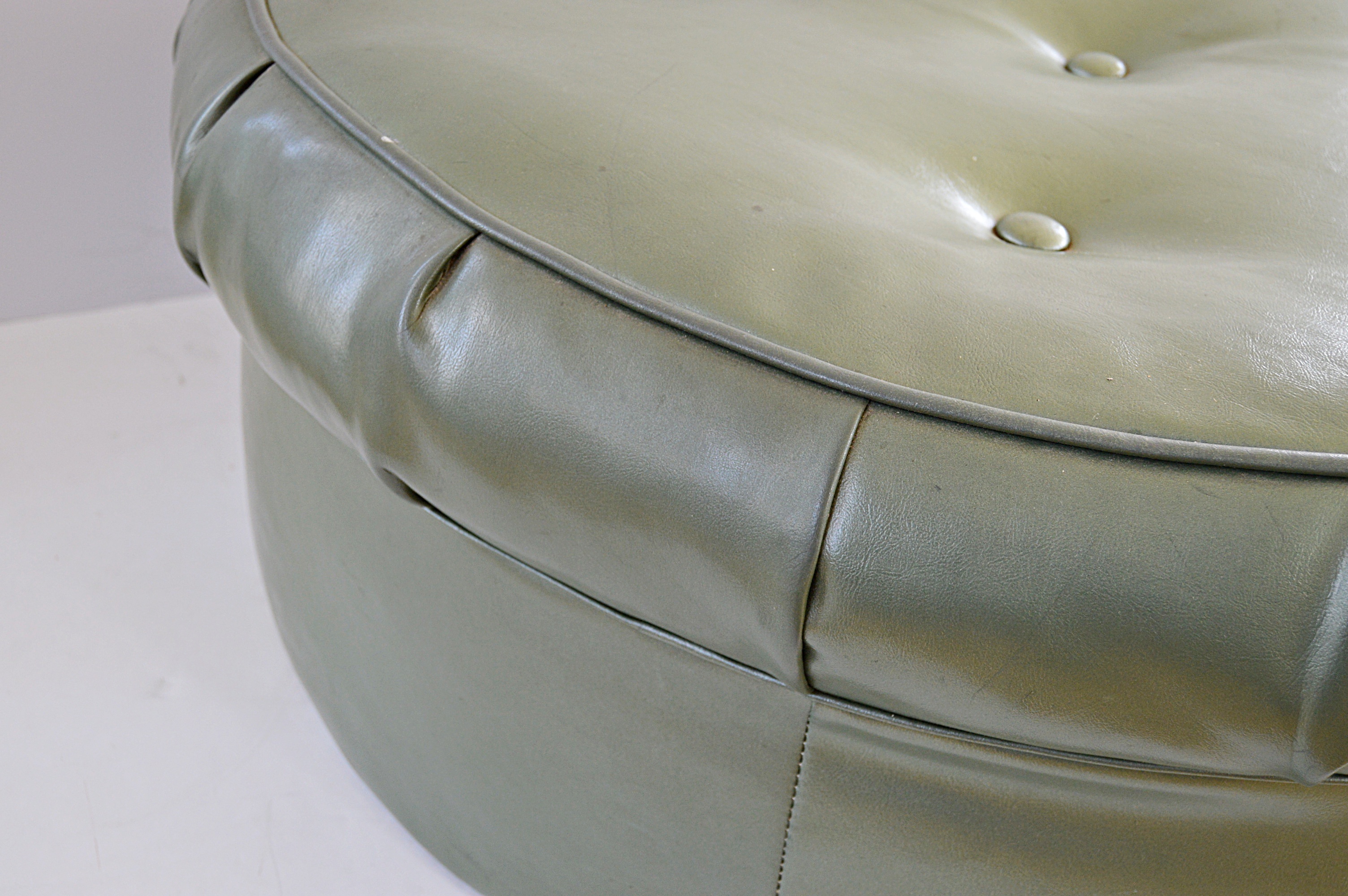 Retro Green Vinyl Ottoman